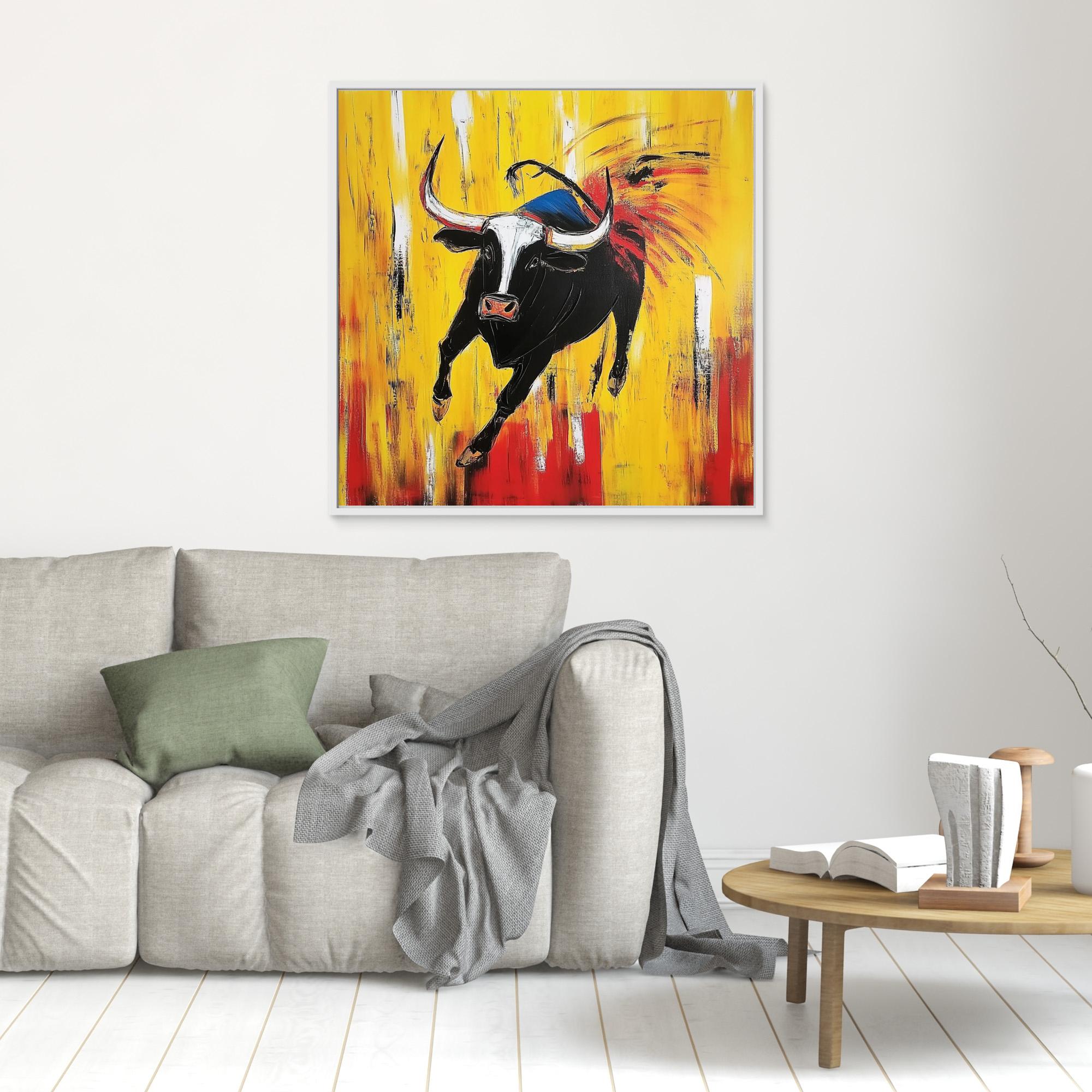 Canvas Print : Charging Spirit - Abstract Bull Art modern abstract canvas wall art by Rossetti Art – luxury interior design artwork for living room, bedroom, office – Abstract animal decor Abstract Bull Art Abstract Canvas Art