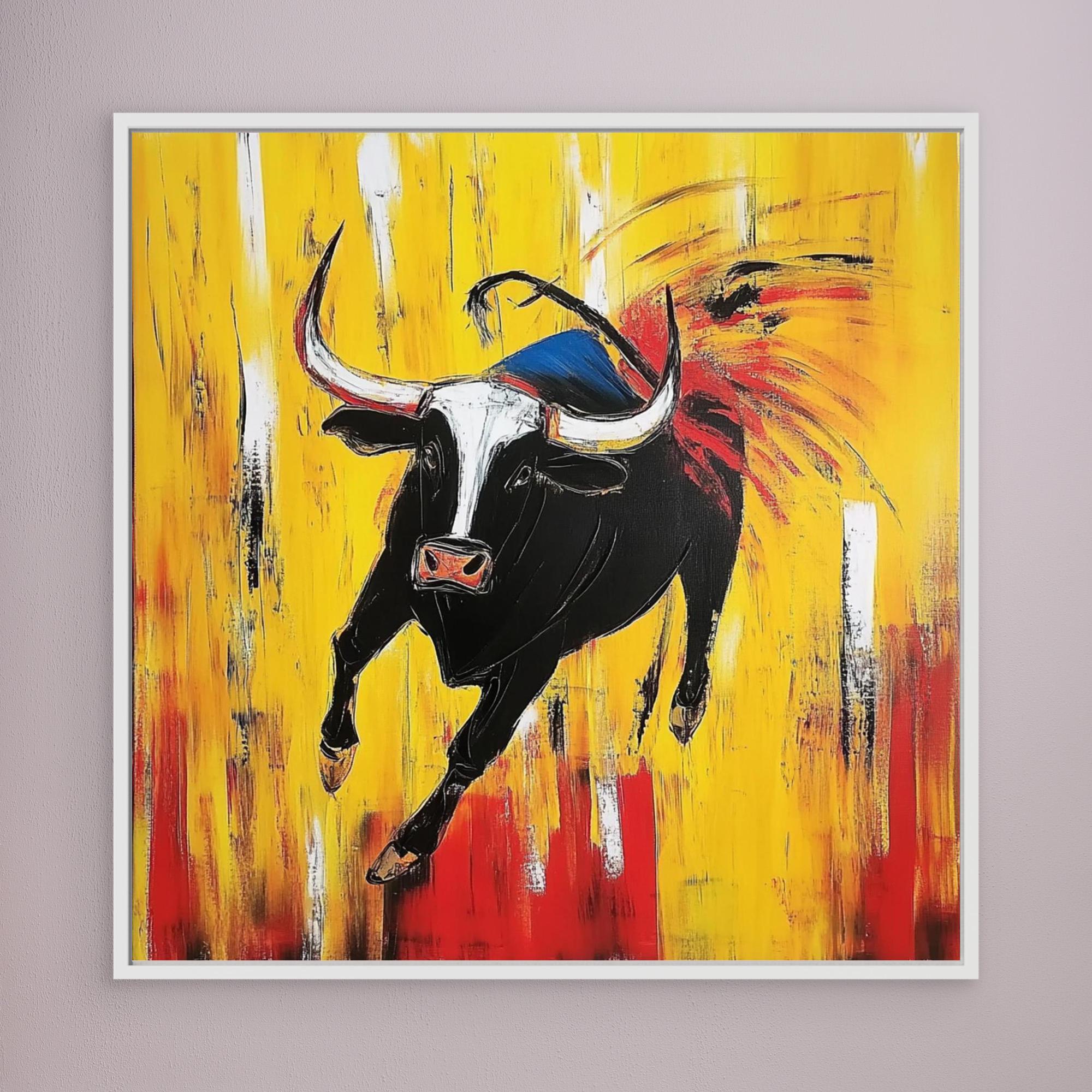 Canvas Print : Charging Spirit - Abstract Bull Art modern abstract canvas wall art by Rossetti Art – luxury interior design artwork for living room, bedroom, office – Abstract animal decor Abstract Bull Art Abstract Canvas Art