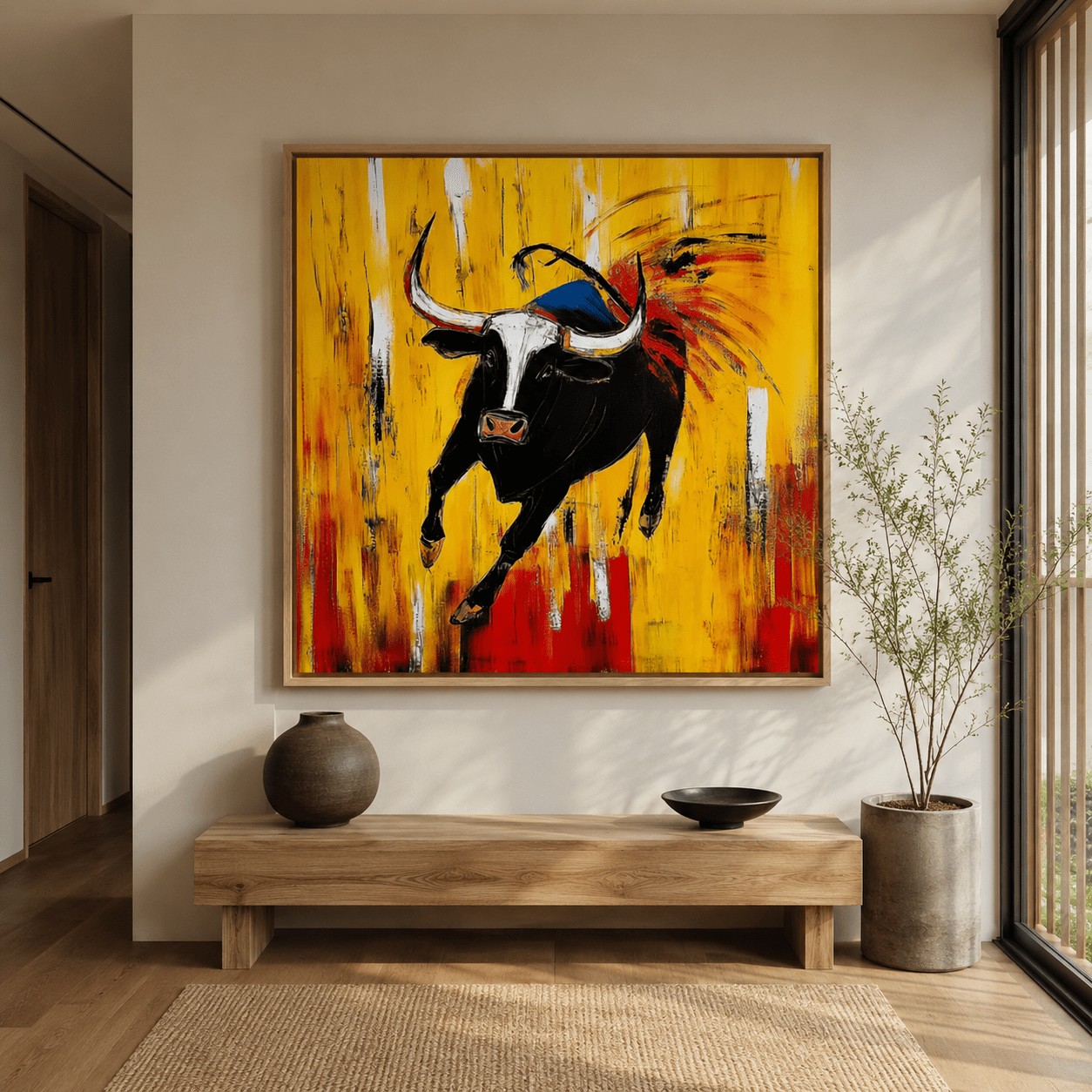 Canvas Print : Charging Spirit - Abstract Bull Art