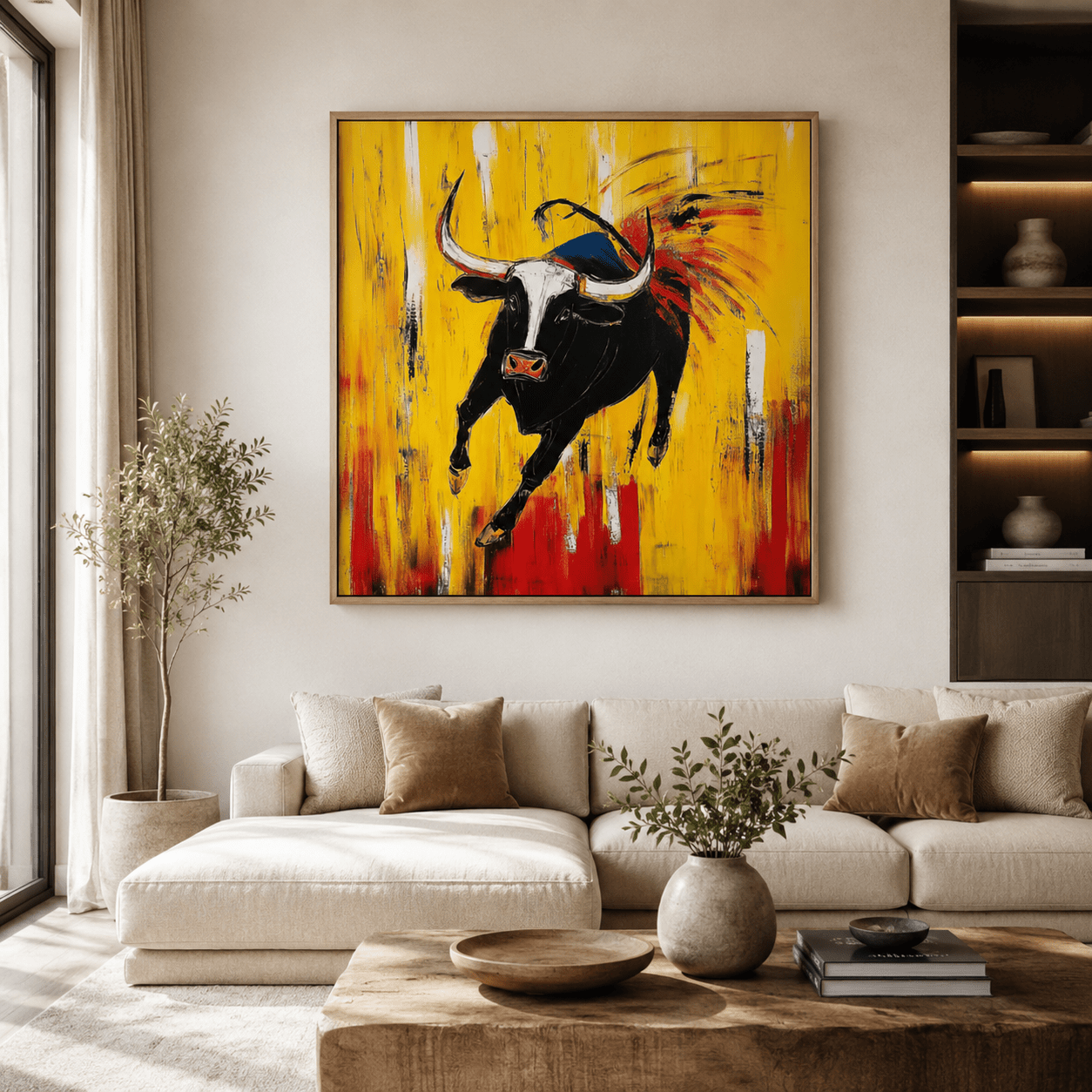 Canvas Print : Charging Spirit - Abstract Bull Art