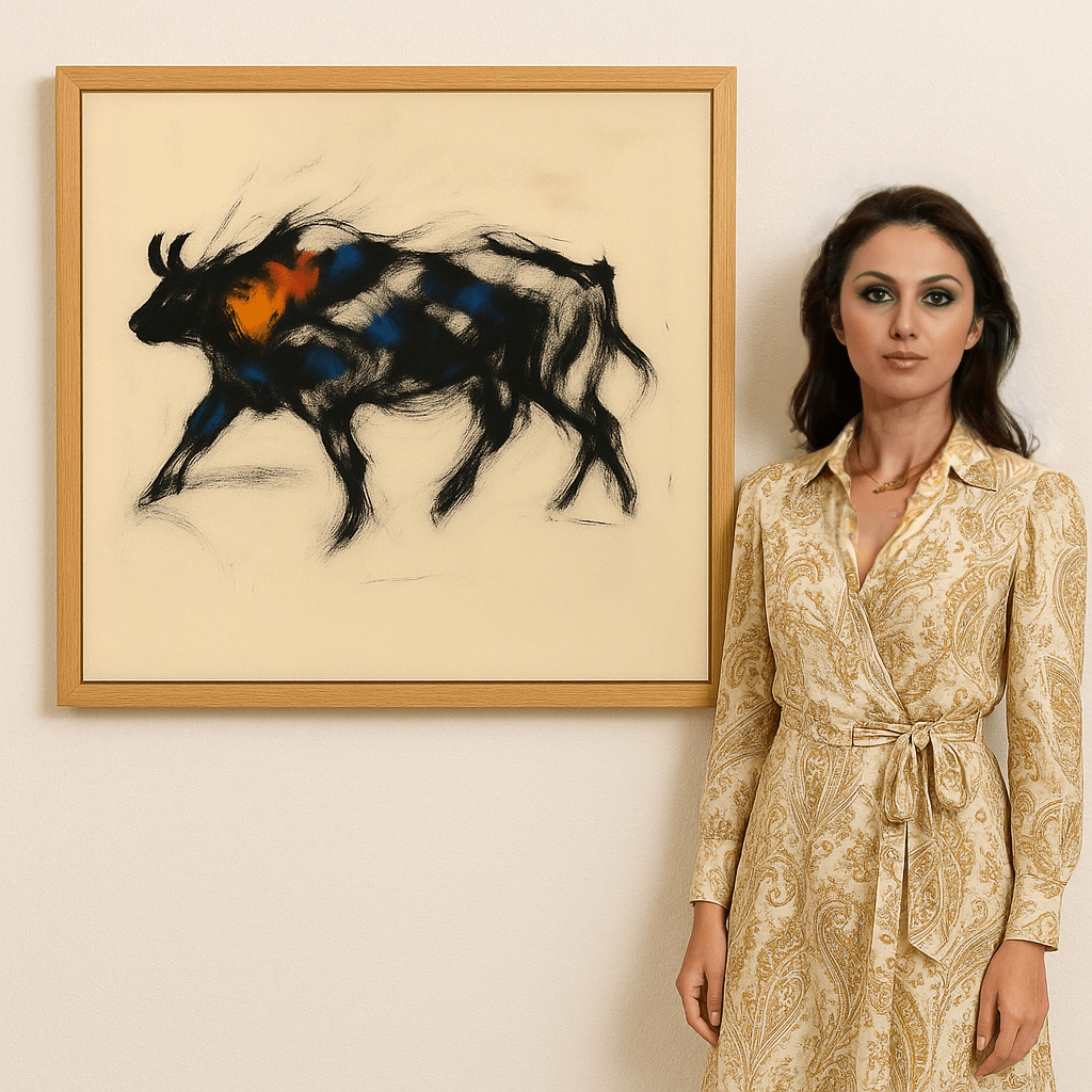 Canvas Print: Charging Spirit – Abstract Expressionist Animal Art modern abstract canvas wall art by Rossetti Art – luxury interior design artwork for living room, bedroom, office – Abstract Animal Art Bold Modern Art Charging Spirit Canvas