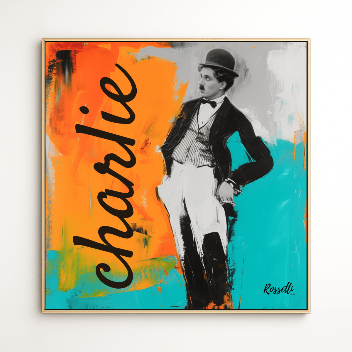 Canvas Print: Charlie Elegance - – Modern Pop Expressionism Canvas Print by Chiara Rossetti modern abstract canvas wall art by Rossetti Art – luxury interior design artwork for living room, bedroom, office – abstract wall art actor Chiara Rossetti