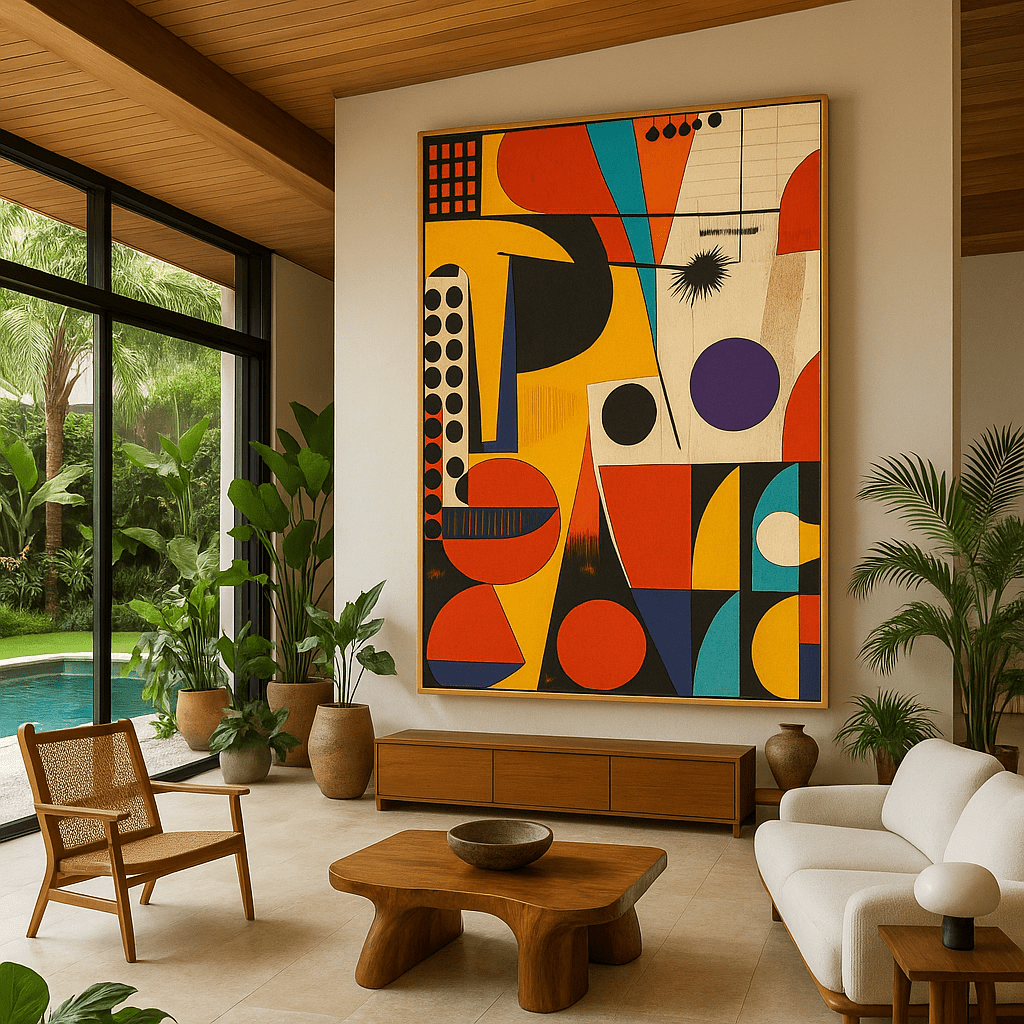 Canvas Print : Chromatic Cascade – Geometric Abstract Canvas Print - Vibrant Contemporary Wall Art | Rossetti Art