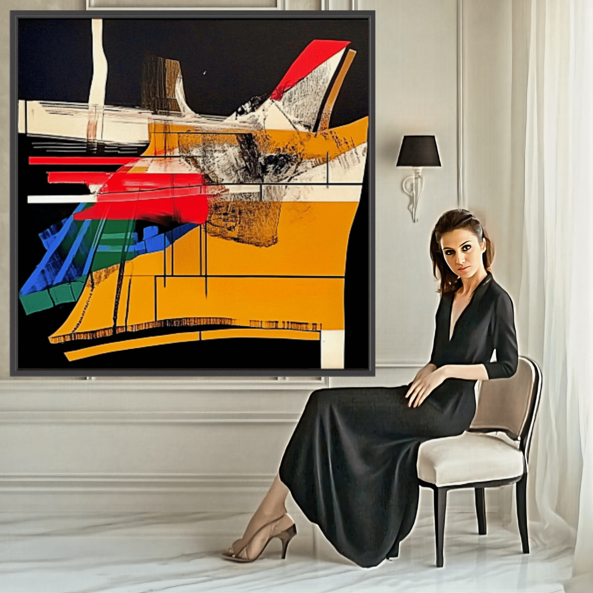 Canvas Print: Chromatic Momentum - Abstract Geometric Wall Art modern abstract canvas wall art by Rossetti Art – luxury interior design artwork for living room, bedroom, office – abstract geometric wall art bold statement artwork colorful modern canvas print