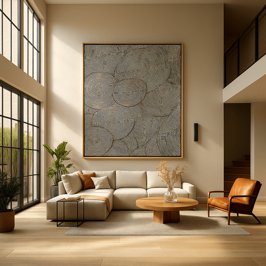 Canvas Print: Circular Echoes – Contemporary Minimalist Art modern abstract canvas wall art by Rossetti Art – luxury interior design artwork for living room, bedroom, office – Circular Abstract Art Minimalist Canvas Print Modern Minimalism Art