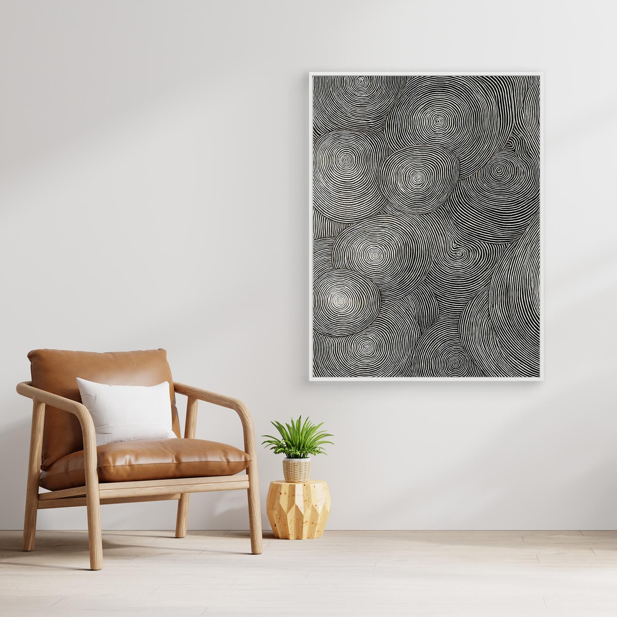 Canvas Print: Circular Echoes – Contemporary Minimalist Art modern abstract canvas wall art by Rossetti Art – luxury interior design artwork for living room, bedroom, office – Circular Abstract Art Minimalist Canvas Print Modern Minimalism Art