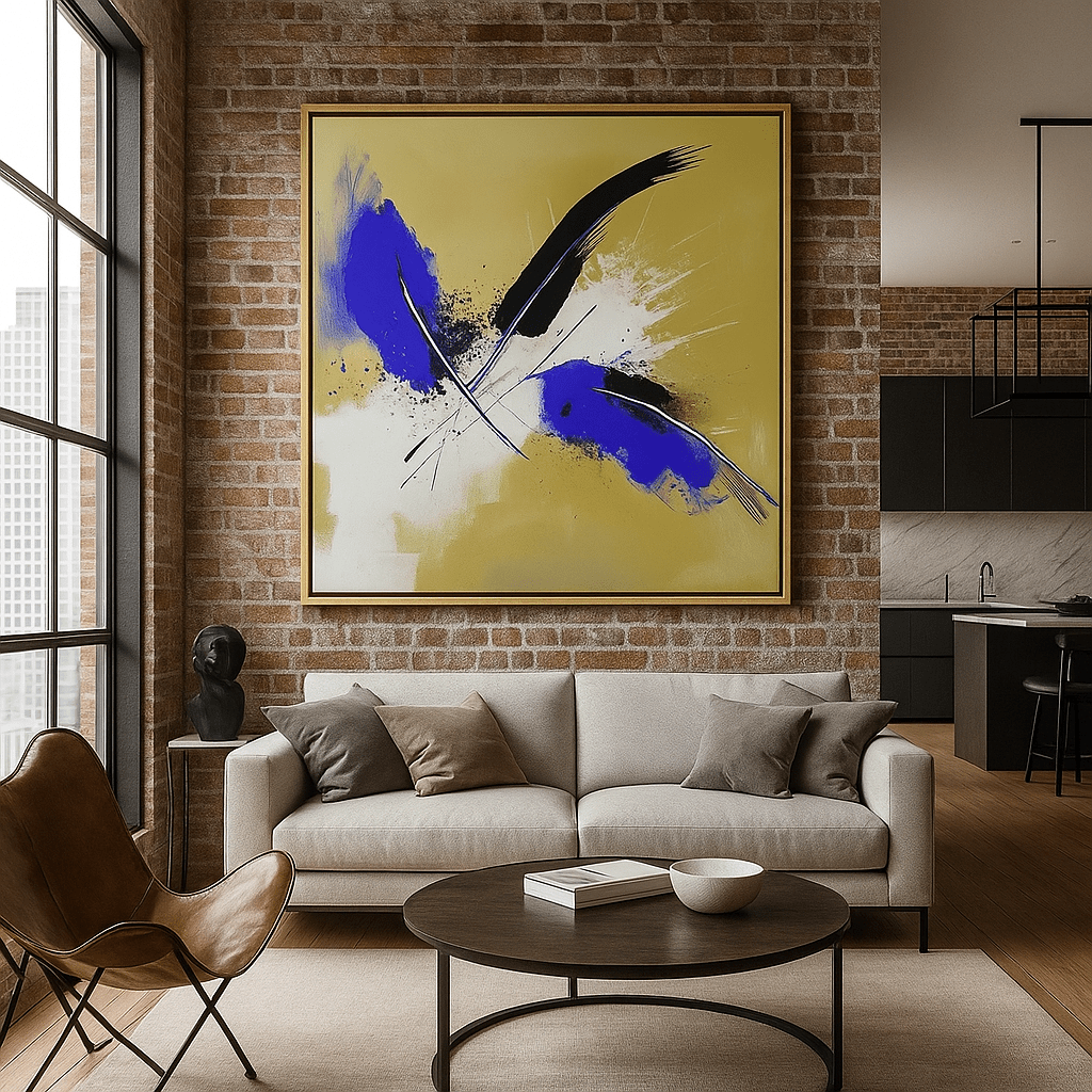 Canvas Print: Cobalt Motion – Modern Abstract Canvas Print for Contemporary Spaces modern abstract canvas wall art by Rossetti Art – luxury interior design artwork for living room, bedroom, office – abstractnew canvas print art Chiara Rossetti