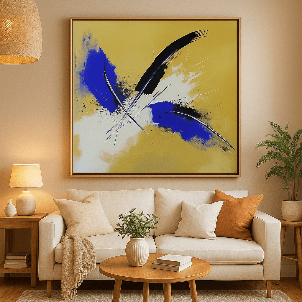 Canvas Print: Cobalt Motion – Modern Abstract Canvas Print for Contemporary Spaces modern abstract canvas wall art by Rossetti Art – luxury interior design artwork for living room, bedroom, office – abstractnew canvas print art Chiara Rossetti