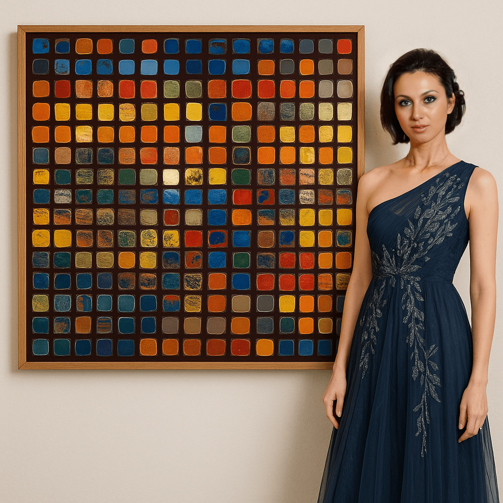 Canvas Print : Color Mosaic - Abstract Multicolor Grid Art modern abstract canvas wall art by Rossetti Art – luxury interior design artwork for living room, bedroom, office – Abstract Grid Art Playful Home Decor Unique Canvas Art