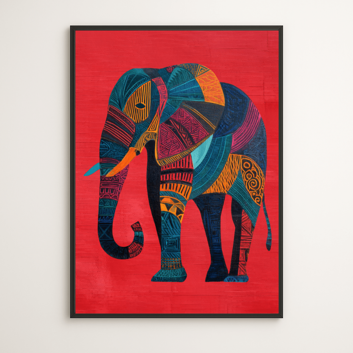 Canvas Print : Color Symphony Elephant – Vibrant Abstract Canvas Print for Modern Spaces modern abstract canvas wall art by Rossetti Art – luxury interior design artwork for living room, bedroom, office – animals kids modern abstract