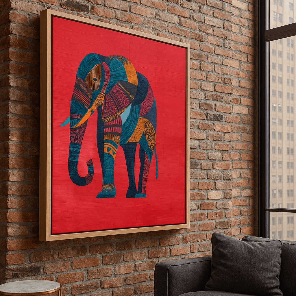 Canvas Print : Color Symphony Elephant – Vibrant Abstract Canvas Print for Modern Spaces modern abstract canvas wall art by Rossetti Art – luxury interior design artwork for living room, bedroom, office – animals kids modern abstract