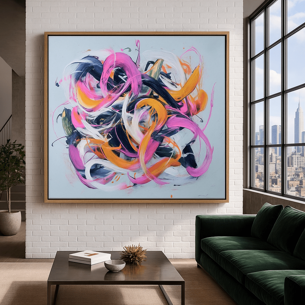 Canvas Print: Colorful Abstract Canvas Print – Vibrant Modern Wall Art for Contemporary Living Spaces | Rossetti Art modern abstract canvas wall art by Rossetti Art – luxury interior design artwork for living room, bedroom, office – abstract wall art contemporary wall design extra large canvas wall art for living room