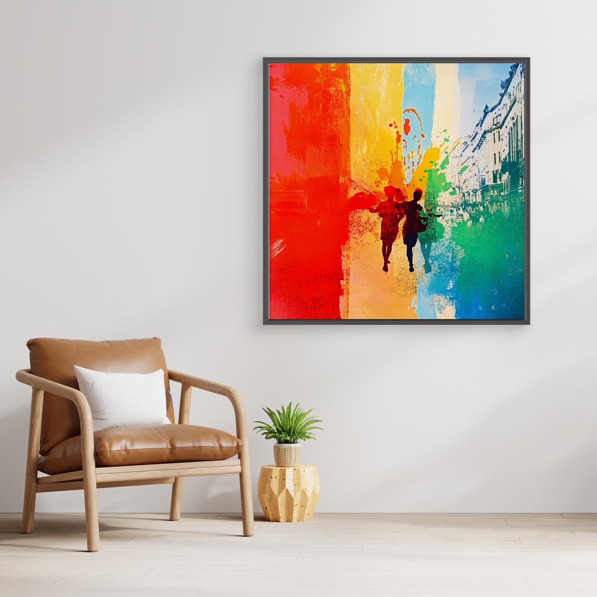 Canvas Print: "Colorful Stroll" - Vibrant Abstract Urban Wall Art - Chiara Rossetti