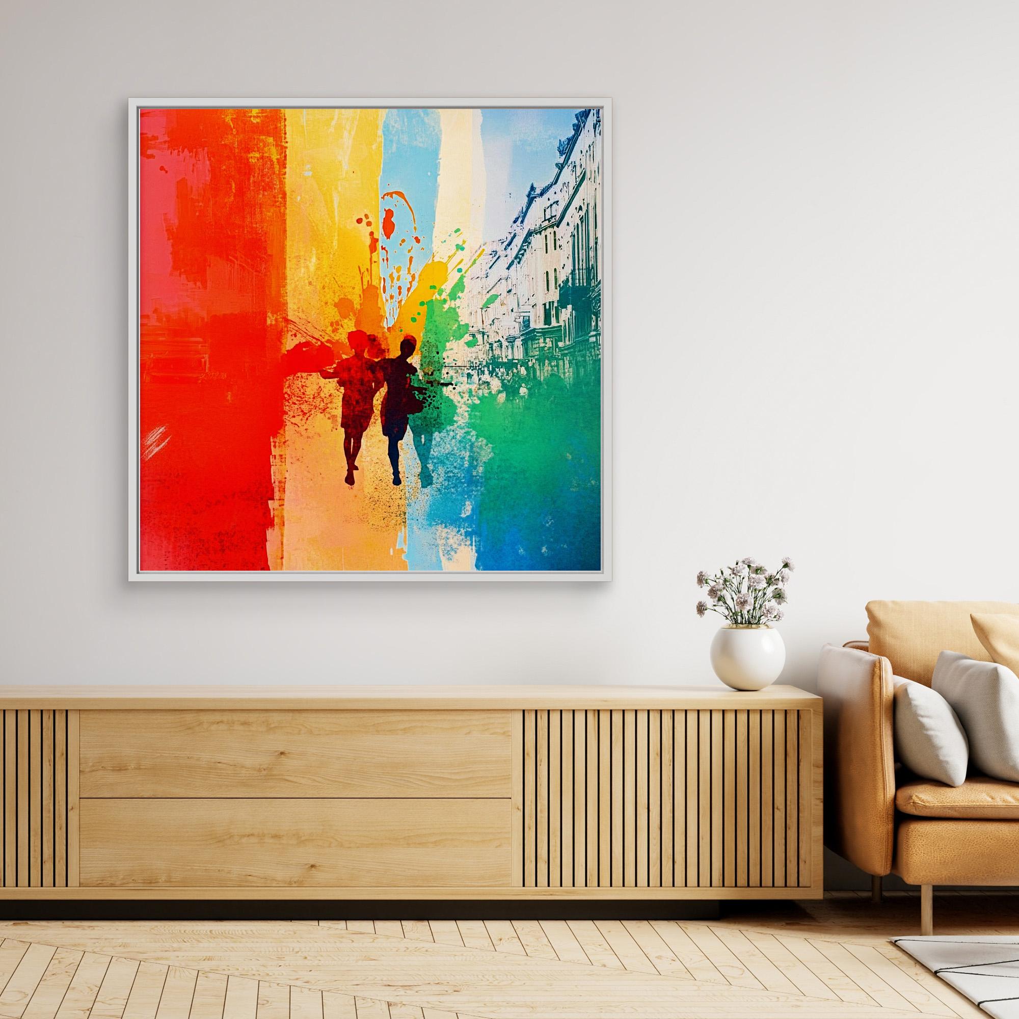 Canvas Print: "Colorful Stroll" - Vibrant Abstract Urban Wall Art - Chiara Rossetti