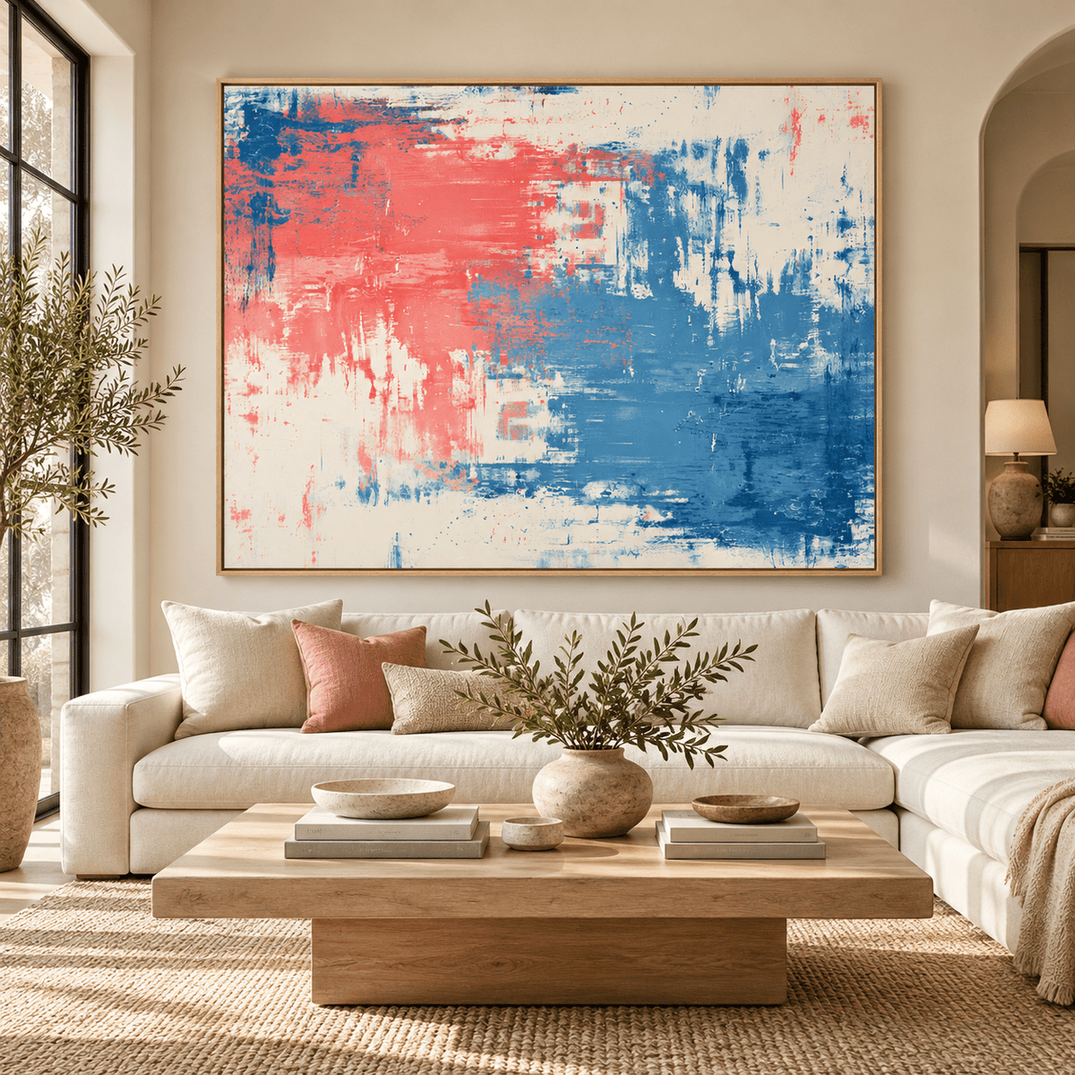 Coral and Navy Wall Art – Faded Signal by Rossetti Art