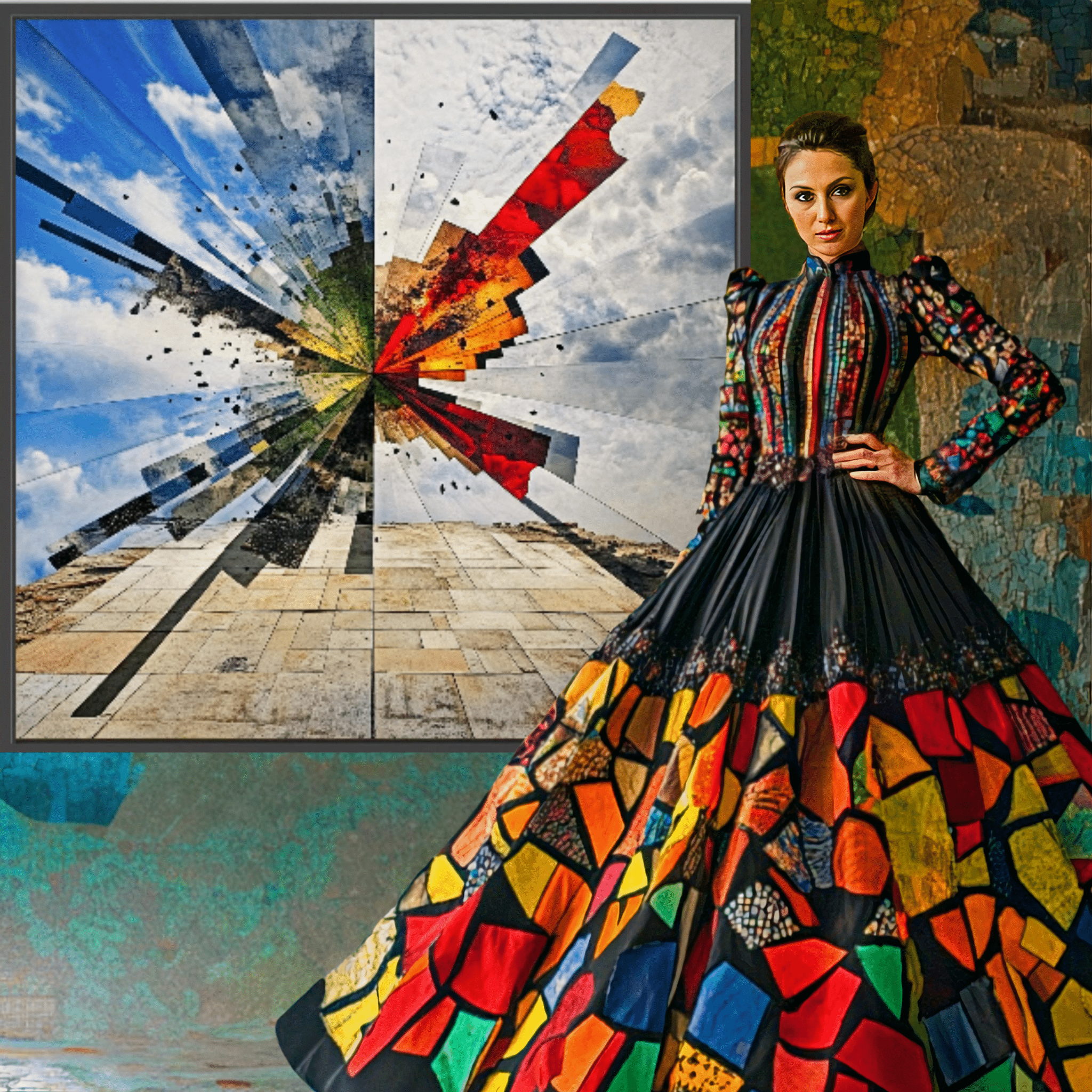 Canvas Print: "Cosmic Burst" - Abstract Geometric Wall Art modern abstract canvas wall art by Rossetti Art – luxury interior design artwork for living room, bedroom, office – canvas print for walls Contemporary Canvas Art Contemporary canvas print