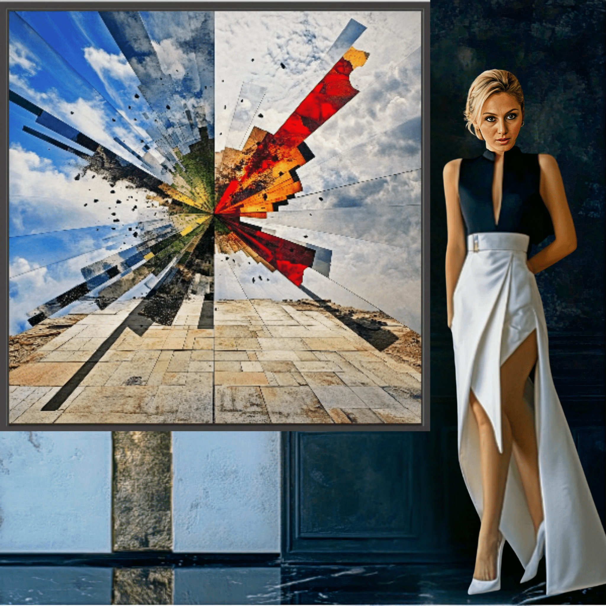 Canvas Print: "Cosmic Burst" - Abstract Geometric Wall Art modern abstract canvas wall art by Rossetti Art – luxury interior design artwork for living room, bedroom, office – canvas print for walls Contemporary Canvas Art Contemporary canvas print