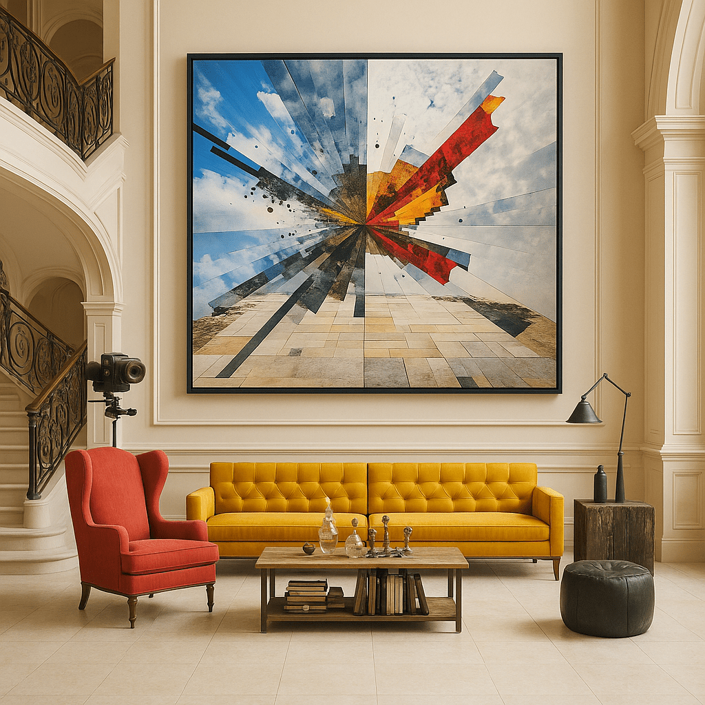 Canvas Print: "Cosmic Burst" - Abstract Geometric Wall Art modern abstract canvas wall art by Rossetti Art – luxury interior design artwork for living room, bedroom, office – canvas print for walls Contemporary Canvas Art Contemporary canvas print