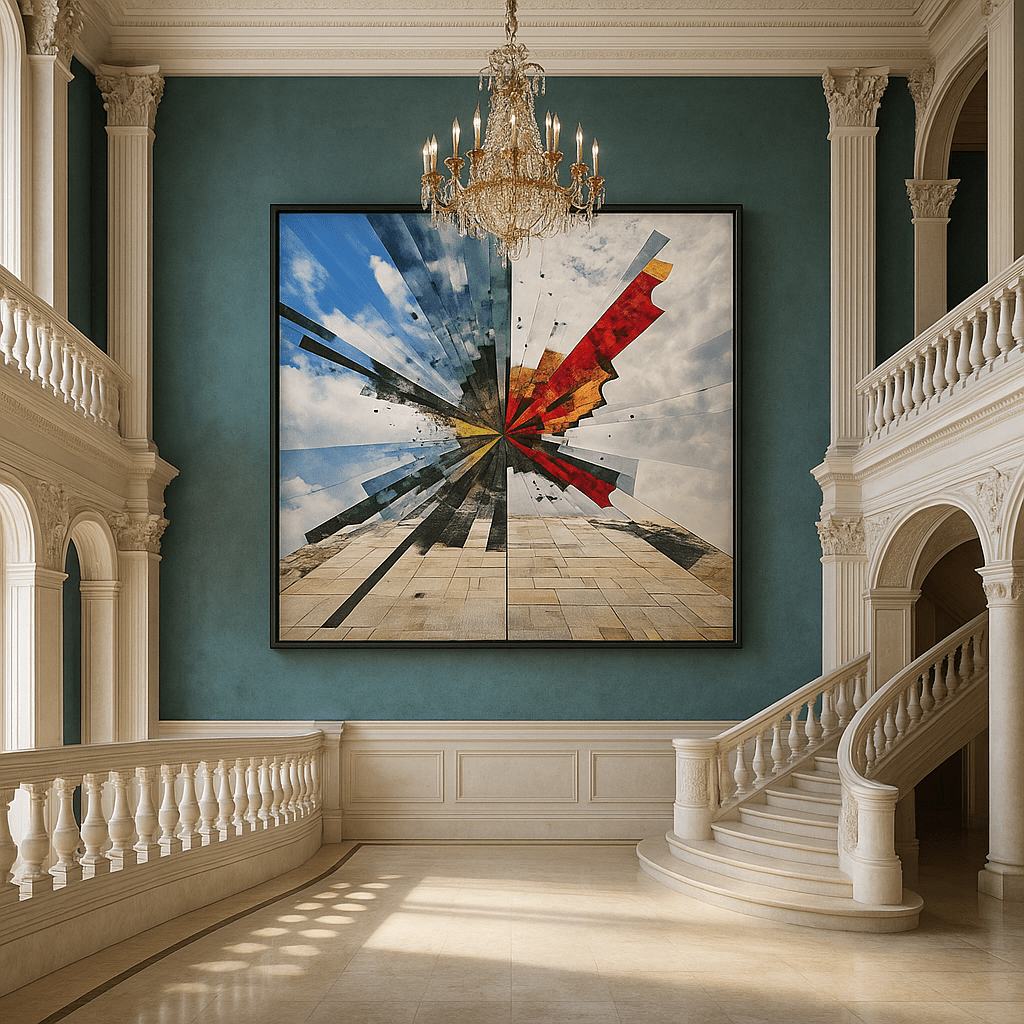 Canvas Print: "Cosmic Burst" - Abstract Geometric Wall Art modern abstract canvas wall art by Rossetti Art – luxury interior design artwork for living room, bedroom, office – canvas print for walls Contemporary Canvas Art Contemporary canvas print