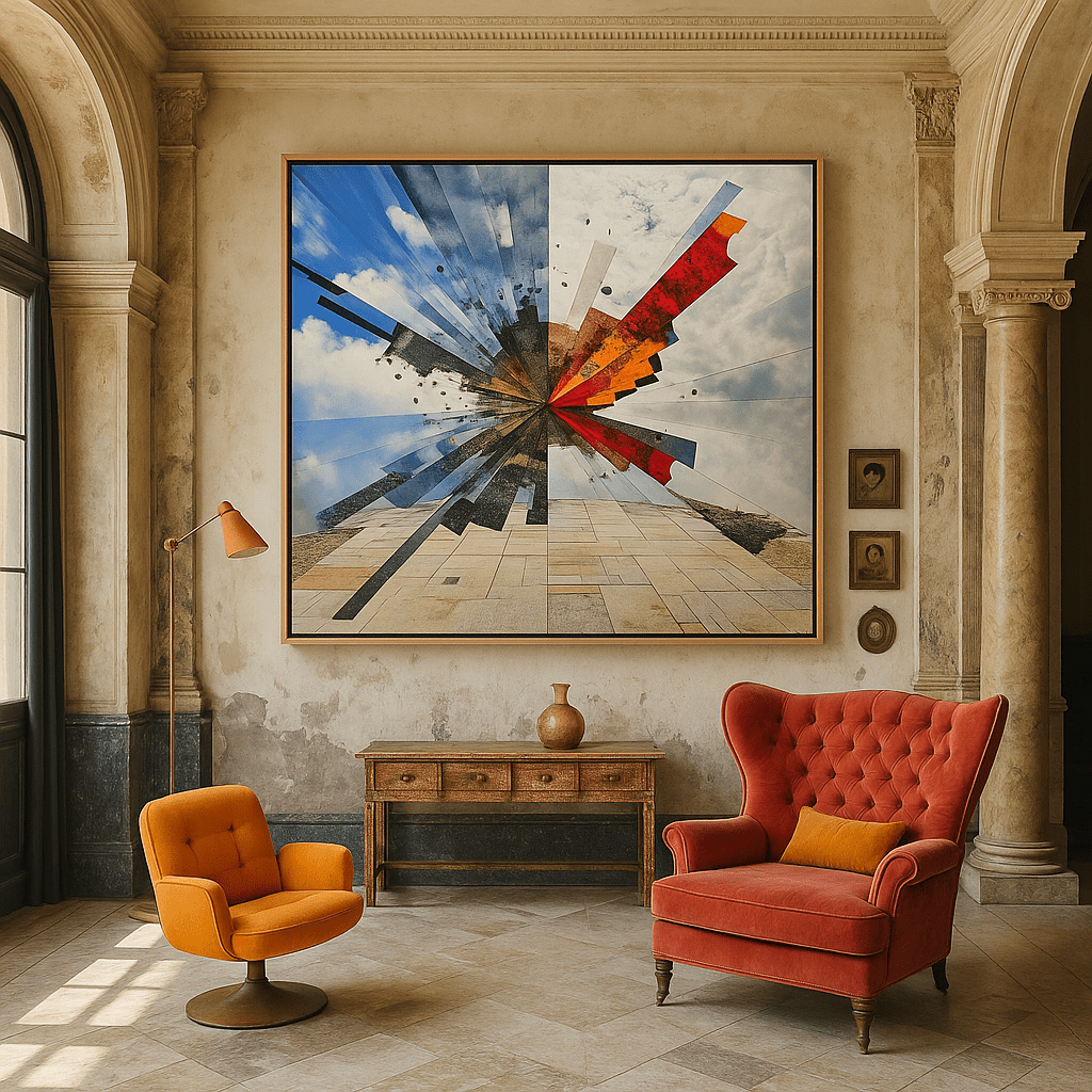 Canvas Print: "Cosmic Burst" - Abstract Geometric Wall Art modern abstract canvas wall art by Rossetti Art – luxury interior design artwork for living room, bedroom, office – canvas print for walls Contemporary Canvas Art Contemporary canvas print