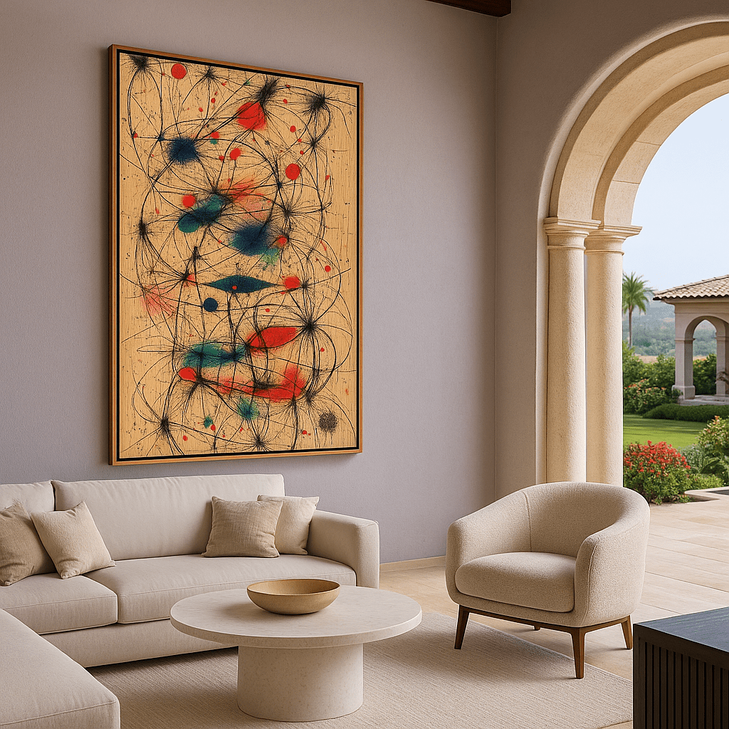 Canvas Print: Cosmic Chaos – Abstract Line Art Print modern abstract canvas wall art by Rossetti Art – luxury interior design artwork for living room, bedroom, office – Contemporary Art for Sale contemporary art piece Contemporary Canvas Art