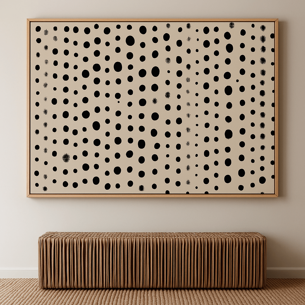 Canvas Print : Cosmic Dots – Minimalist Black & Beige Canvas | Rossetti Art