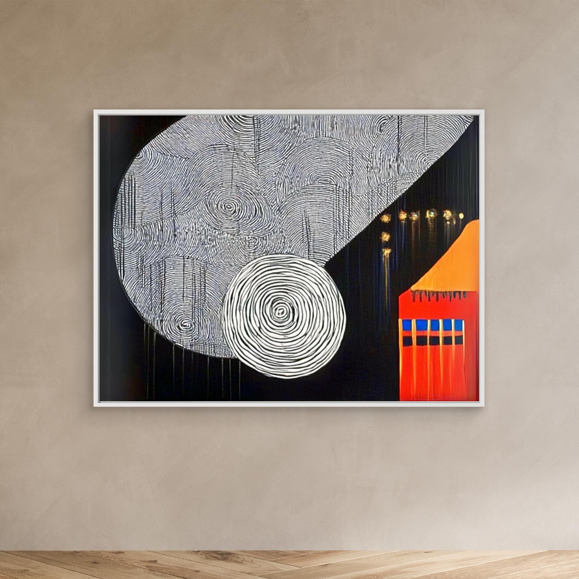 Canvas Print : Cosmic Echo - Modern Abstract Canvas Wall Art modern abstract canvas wall art by Rossetti Art – luxury interior design artwork for living room, bedroom, office – Black White Canvas Art Geometric Abstract Art minimalist wall decor