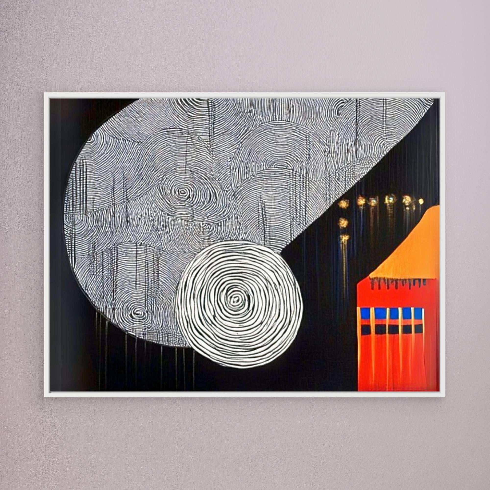 Canvas Print : Cosmic Echo - Modern Abstract Canvas Wall Art modern abstract canvas wall art by Rossetti Art – luxury interior design artwork for living room, bedroom, office – Black White Canvas Art Geometric Abstract Art minimalist wall decor