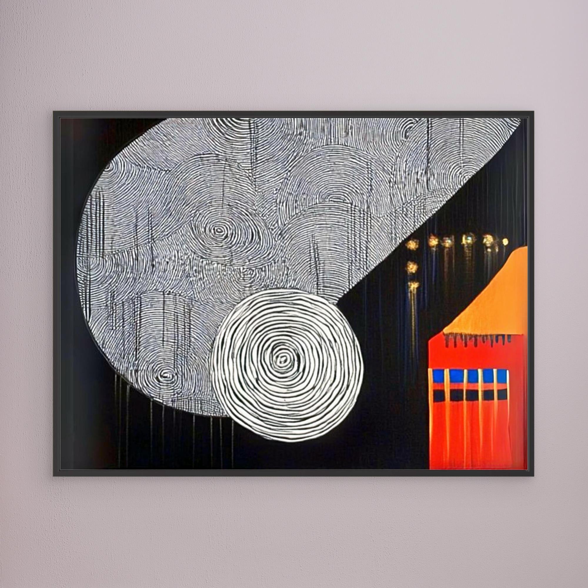 Canvas Print : Cosmic Echo - Modern Abstract Canvas Wall Art modern abstract canvas wall art by Rossetti Art – luxury interior design artwork for living room, bedroom, office – Black White Canvas Art Geometric Abstract Art minimalist wall decor