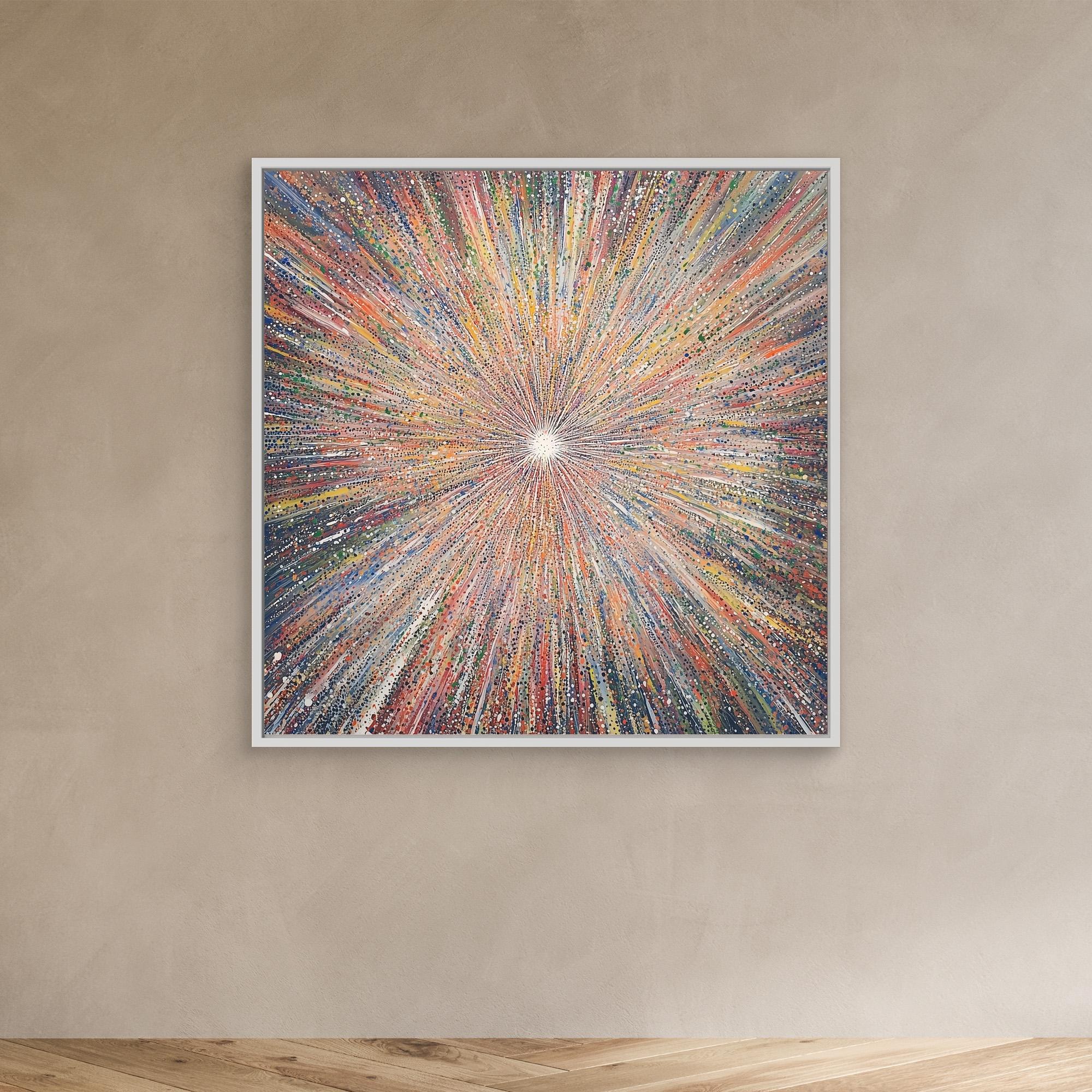 Canvas Print: "Cosmic Radiance Explosion" - Colorful Contemporary Wall Art modern abstract canvas wall art by Rossetti Art – luxury interior design artwork for living room, bedroom, office – Contemporary Art for Sale contemporary art piece Contemporary art print