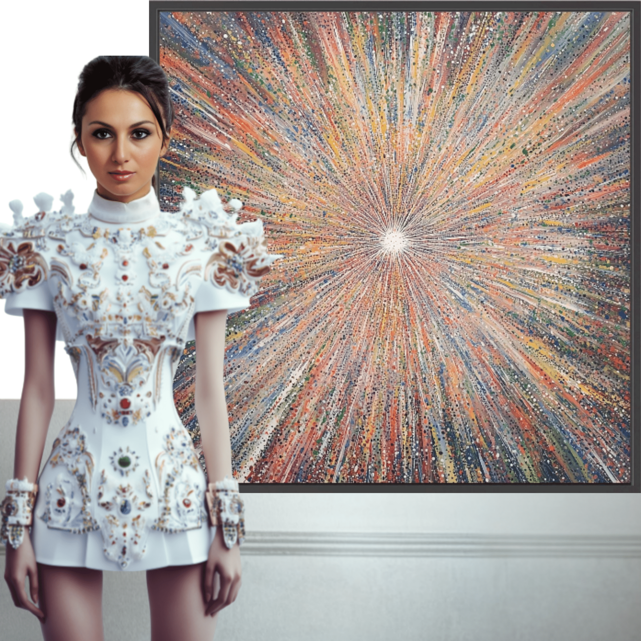 Canvas Print: "Cosmic Radiance Explosion" - Colorful Contemporary Wall Art modern abstract canvas wall art by Rossetti Art – luxury interior design artwork for living room, bedroom, office – Contemporary Art for Sale contemporary art piece Contemporary art print