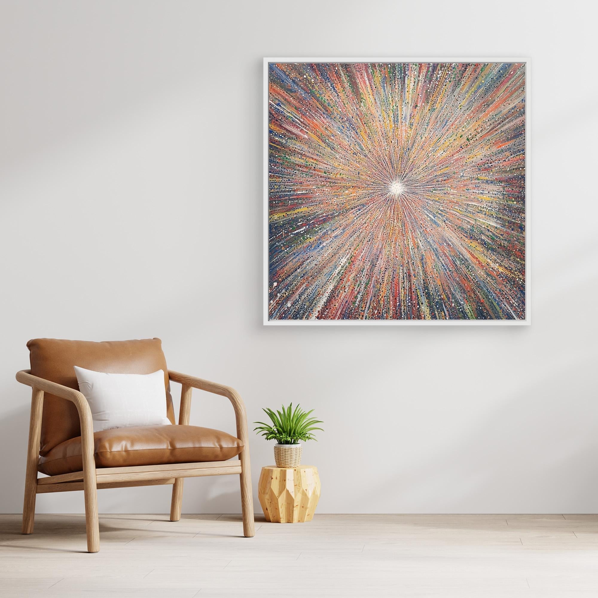 Canvas Print: "Cosmic Radiance Explosion" - Colorful Contemporary Wall Art modern abstract canvas wall art by Rossetti Art – luxury interior design artwork for living room, bedroom, office – Contemporary Art for Sale contemporary art piece Contemporary art print