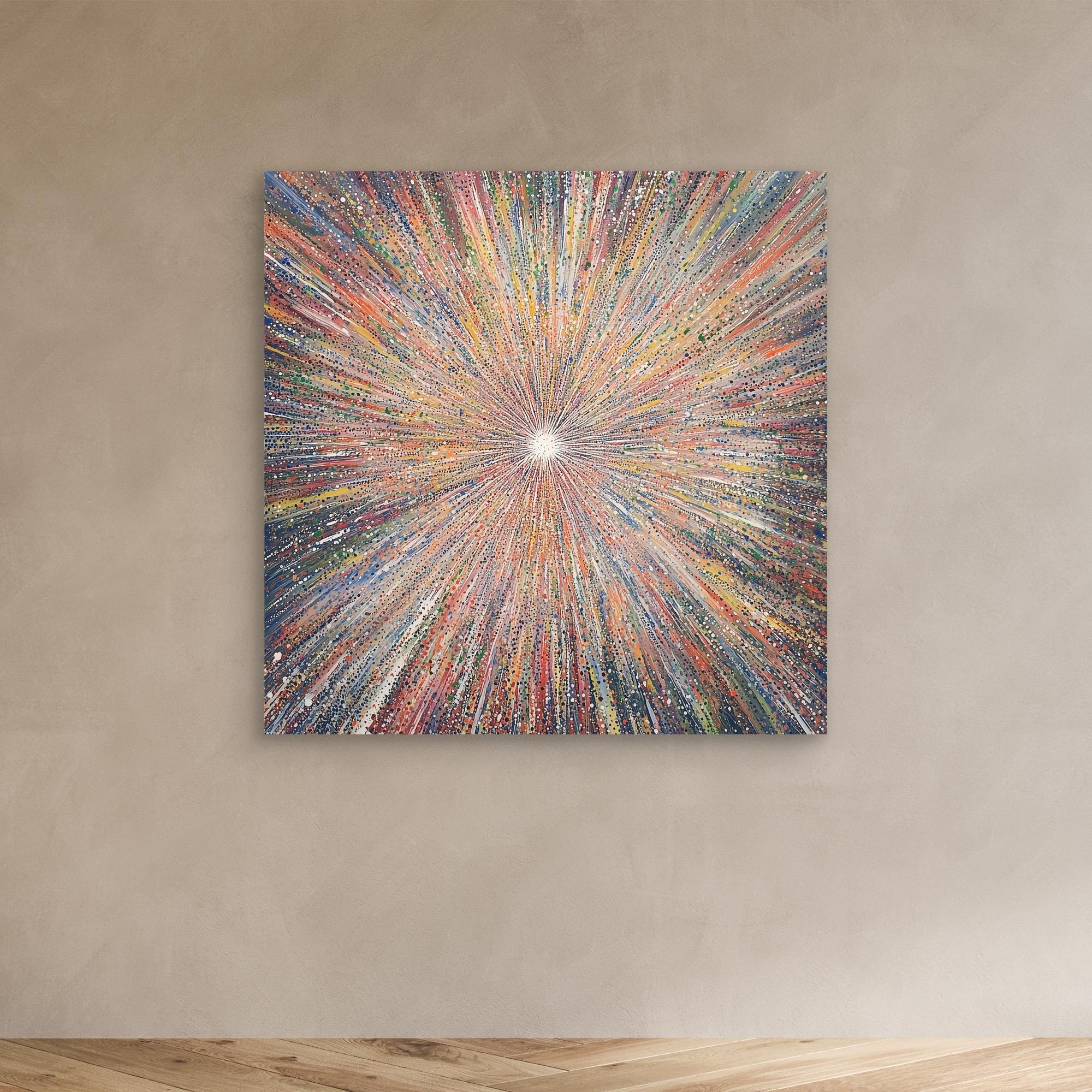 Canvas Print: "Cosmic Radiance Explosion" - Colorful Contemporary Wall Art modern abstract canvas wall art by Rossetti Art – luxury interior design artwork for living room, bedroom, office – Contemporary Art for Sale contemporary art piece Contemporary art print