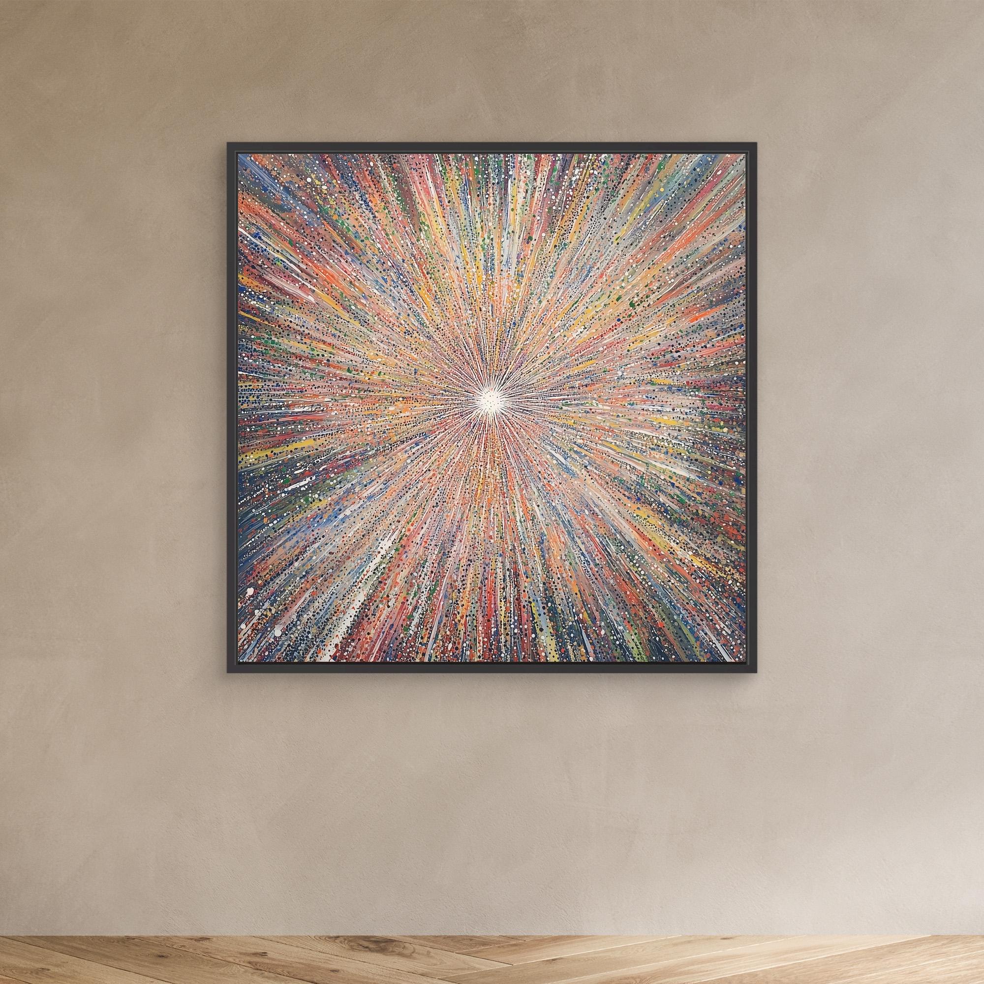 Canvas Print: "Cosmic Radiance Explosion" - Colorful Contemporary Wall Art modern abstract canvas wall art by Rossetti Art – luxury interior design artwork for living room, bedroom, office – Contemporary Art for Sale contemporary art piece Contemporary art print