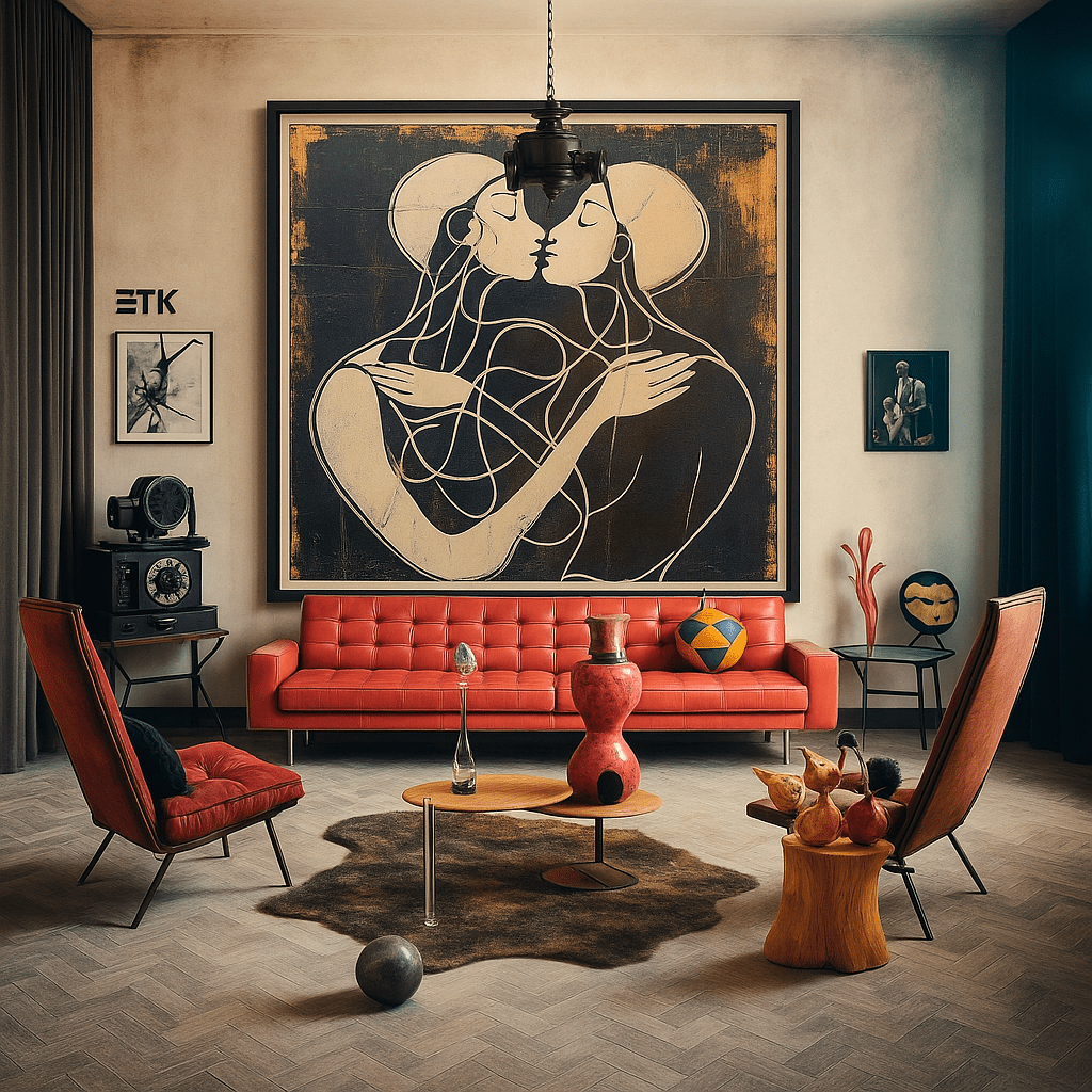 Canvas Print: "Couple's Embrace in Harmony" - Modern Love Decor modern abstract canvas wall art by Rossetti Art – luxury interior design artwork for living room, bedroom, office – Abstract Couple Canvas Art Canvas Print: "Couple's Embrace in Harmony Couple's Embrace