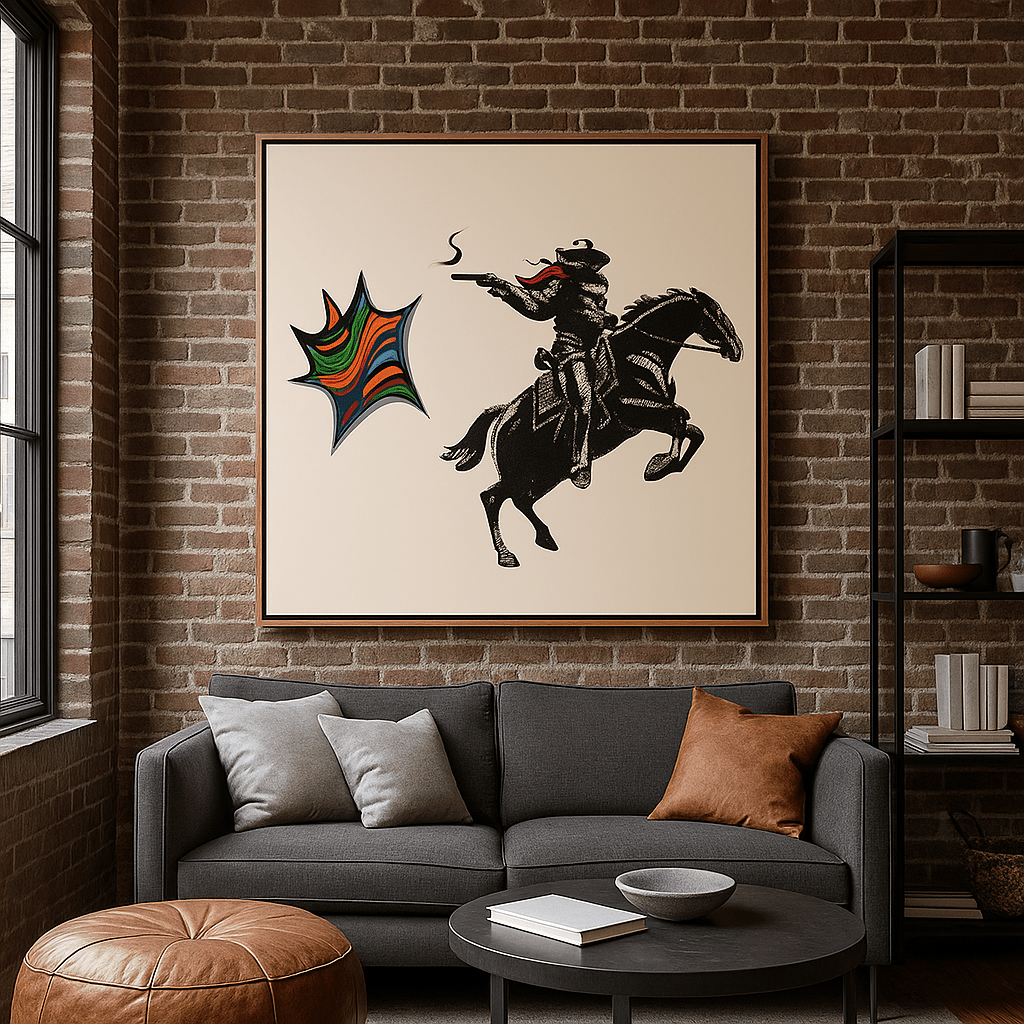Canvas Print : Cowboy Pop Art – Retro Western Wall Print with a Twist - Chiara Rossetti