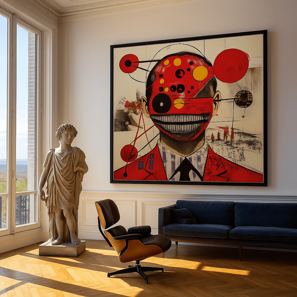 Canvas Print : Crimson Chaos - Surreal Red Abstract Art Print – Modern Mixed Media Wall Decor modern abstract canvas wall art by Rossetti Art – luxury interior design artwork for living room, bedroom, office – contemporary wall painting handmade wall art modern art on canvas