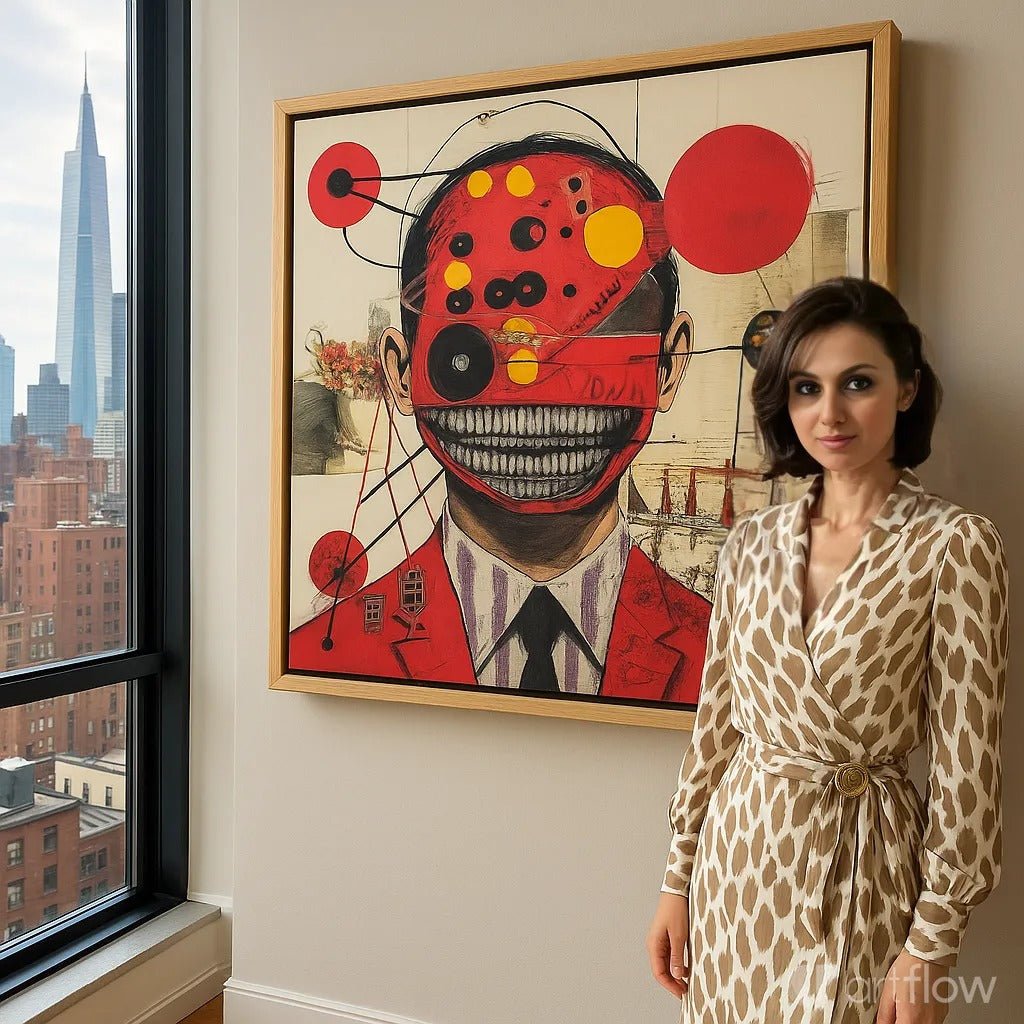 Canvas Print : Crimson Chaos - Surreal Red Abstract Art Print – Modern Mixed Media Wall Decor modern abstract canvas wall art by Rossetti Art – luxury interior design artwork for living room, bedroom, office – contemporary wall painting handmade wall art modern art on canvas