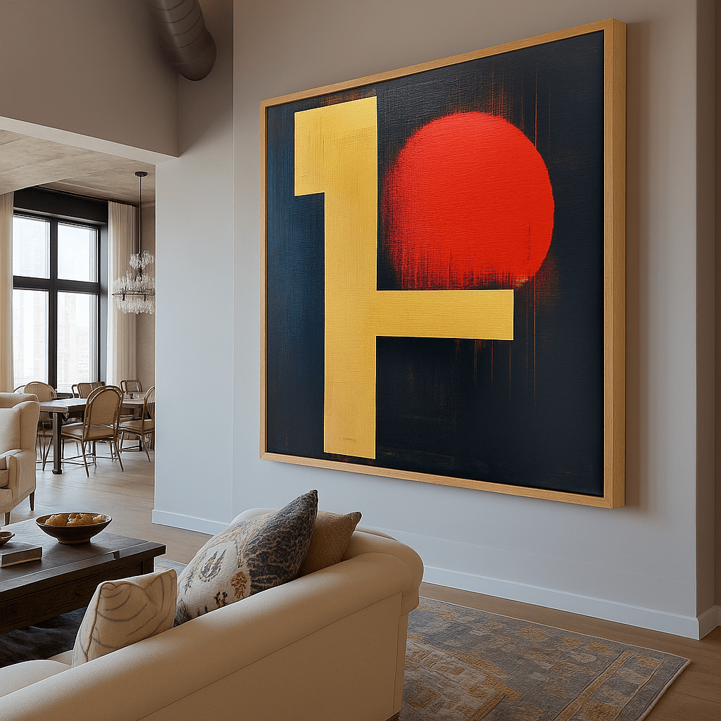 Canvas Print : Crimson Glow - Handmade Abstract Wall Art modern abstract canvas wall art by Rossetti Art – luxury interior design artwork for living room, bedroom, office – Contemporary Art Decor Golden Wall Art Ready To Hang Art