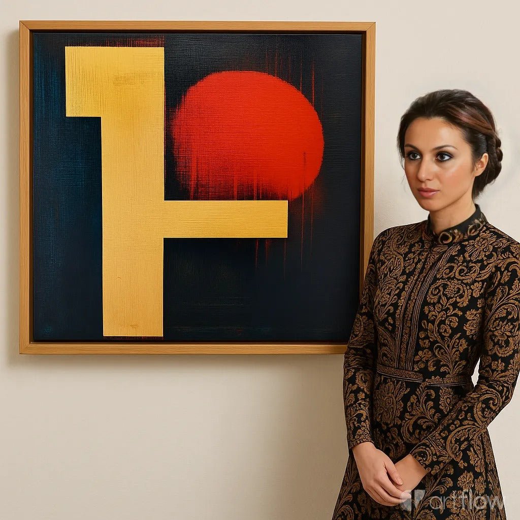 Canvas Print : Crimson Glow - Handmade Abstract Wall Art modern abstract canvas wall art by Rossetti Art – luxury interior design artwork for living room, bedroom, office – Contemporary Art Decor Golden Wall Art Ready To Hang Art