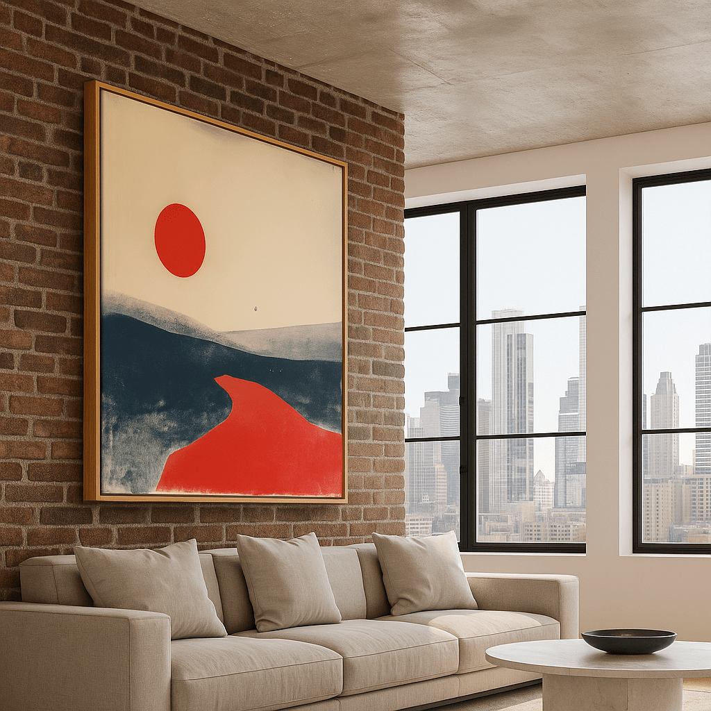 Canvas Print: Crimson Horizon – Abstract Minimalist Canvas Print for Modern Interiors modern abstract canvas wall art by Rossetti Art – luxury interior design artwork for living room, bedroom, office – abstract wall art canvas print art Chiara Rossetti