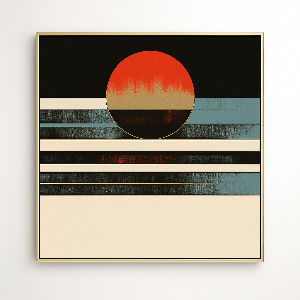 Canvas Print : Crimson Horizon Geometry - Modern Sunset Geometric Canvas Print modern abstract canvas wall art by Rossetti Art – luxury interior design artwork for living room, bedroom, office – large abstract art large canvas artwork large geometric wall art for living room