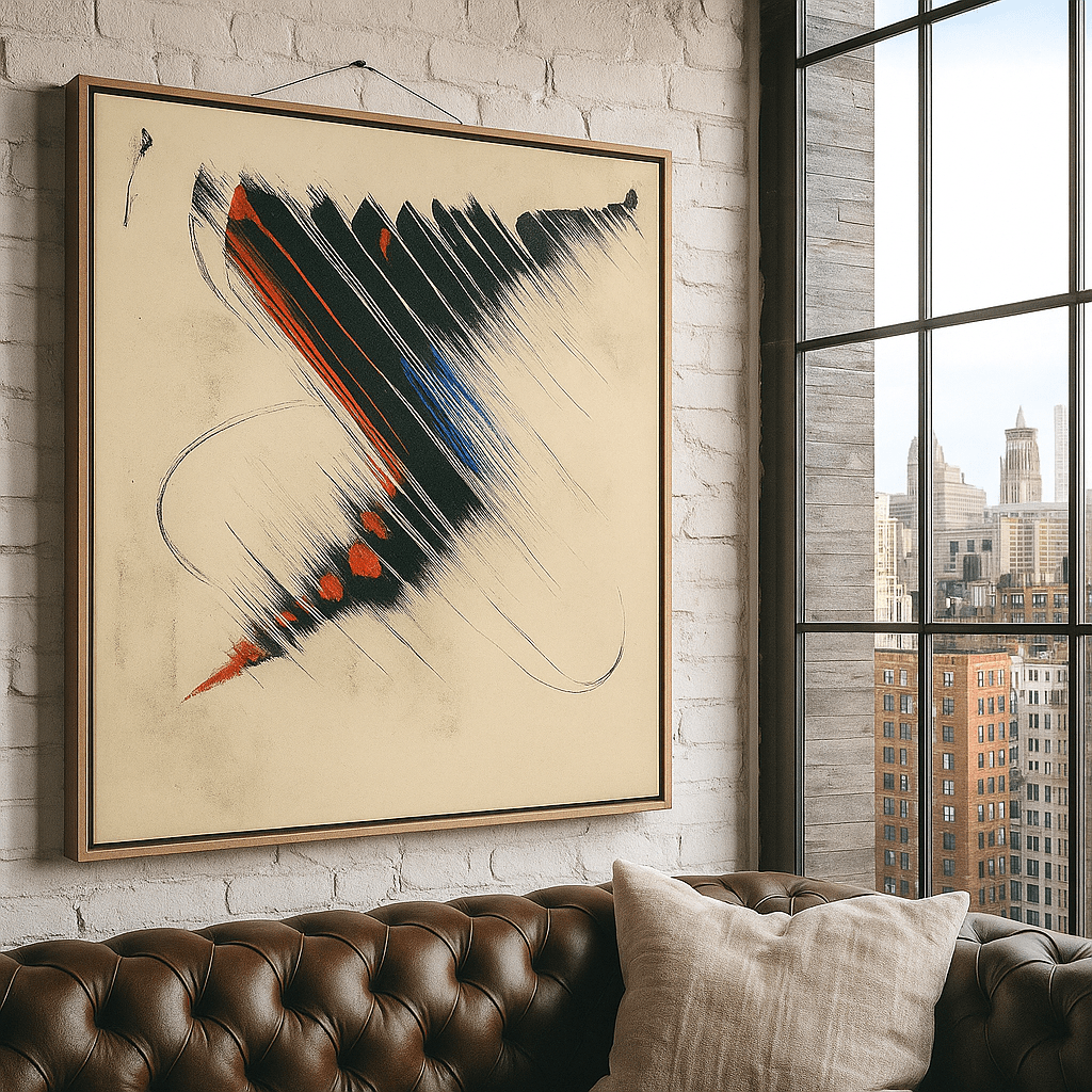 Canvas Print : Crimson Motion Echo - Modern Abstract Canvas Print modern abstract canvas wall art by Rossetti Art – luxury interior design artwork for living room, bedroom, office – large abstract art large canvas artwork large geometric wall art for living room