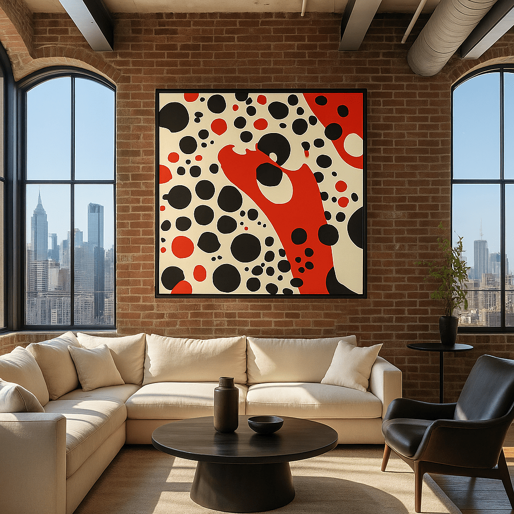 Canvas Print: Crimson Rhythm – Modern Abstract Canvas Print | Bold Black & Red Wall Art modern abstract canvas wall art by Rossetti Art – luxury interior design artwork for living room, bedroom, office – abstract wall art contemporary wall design framed abstract canvas