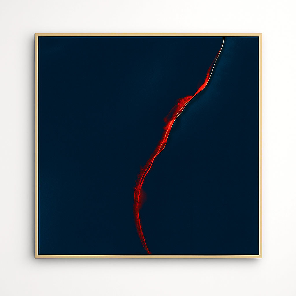 Canvas Print: Crimson Veil - Red Line on Navy Background Wall Art modern abstract canvas wall art by Rossetti Art – luxury interior design artwork for living room, bedroom, office – abstract wall art canvas print art Chiara Rossetti
