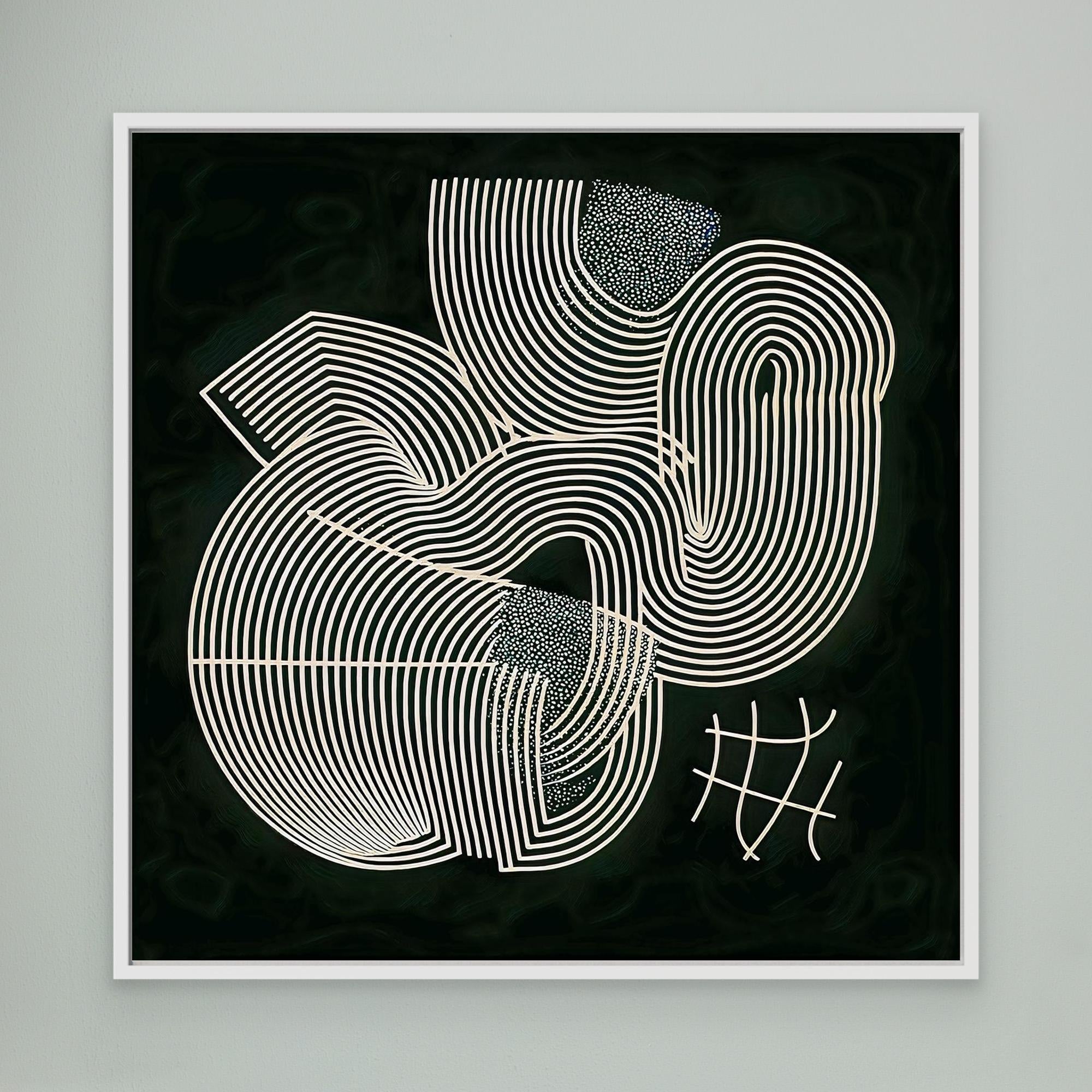 Canvas Print: Curved Symmetry – Modern Abstract Line Art modern abstract canvas wall art by Rossetti Art – luxury interior design artwork for living room, bedroom, office – Curved Symmetry Art Indigo Accent Art Minimal Modern Art