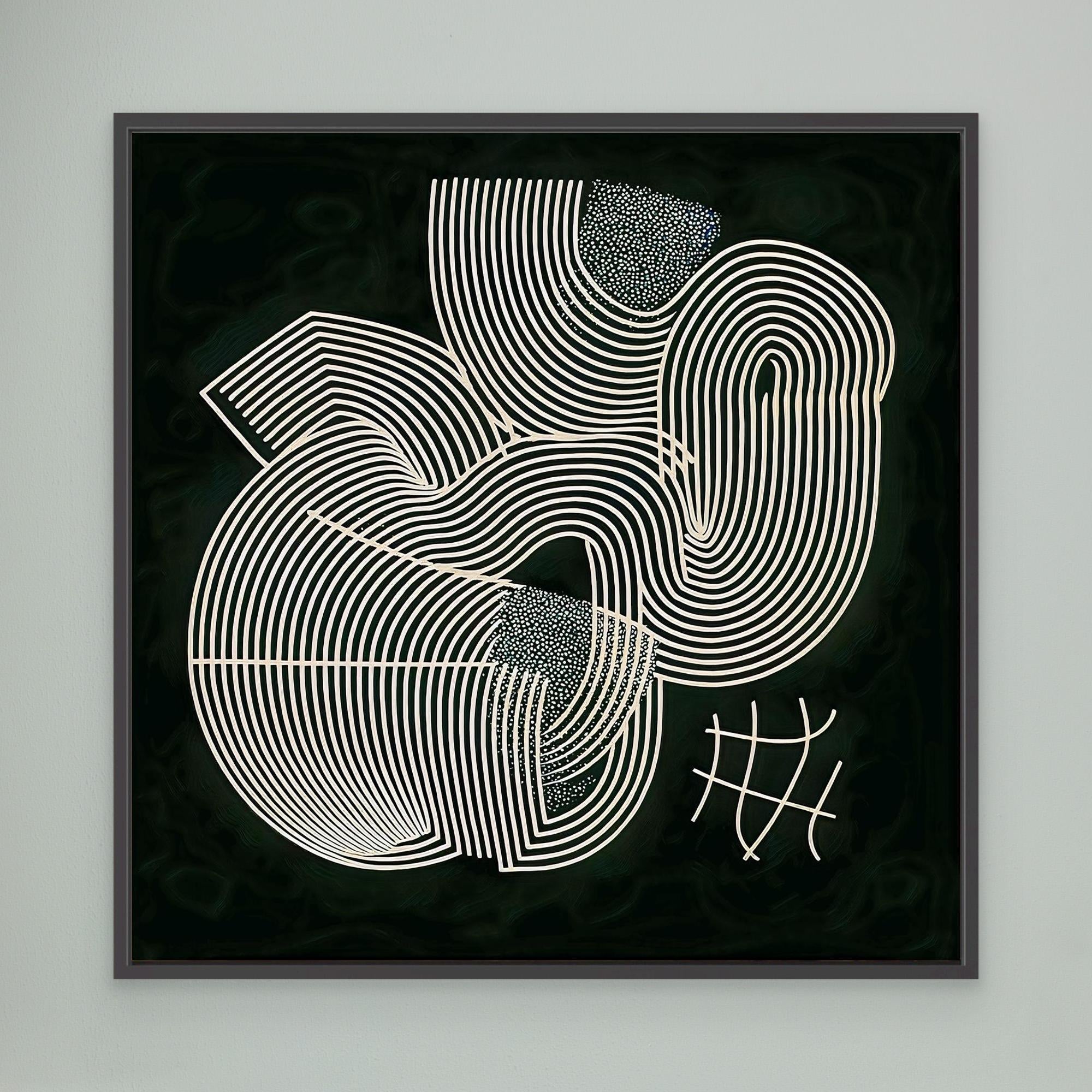 Canvas Print: Curved Symmetry – Modern Abstract Line Art modern abstract canvas wall art by Rossetti Art – luxury interior design artwork for living room, bedroom, office – Curved Symmetry Art Indigo Accent Art Minimal Modern Art