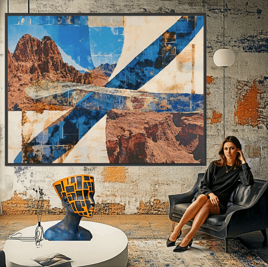 Canvas Print : Desert Dreamscape Photography - Abstract Grand Canyon Art modern abstract canvas wall art by Rossetti Art – luxury interior design artwork for living room, bedroom, office – Abstract Brushstroke Wall Art contemporary wall painting handmade wall art