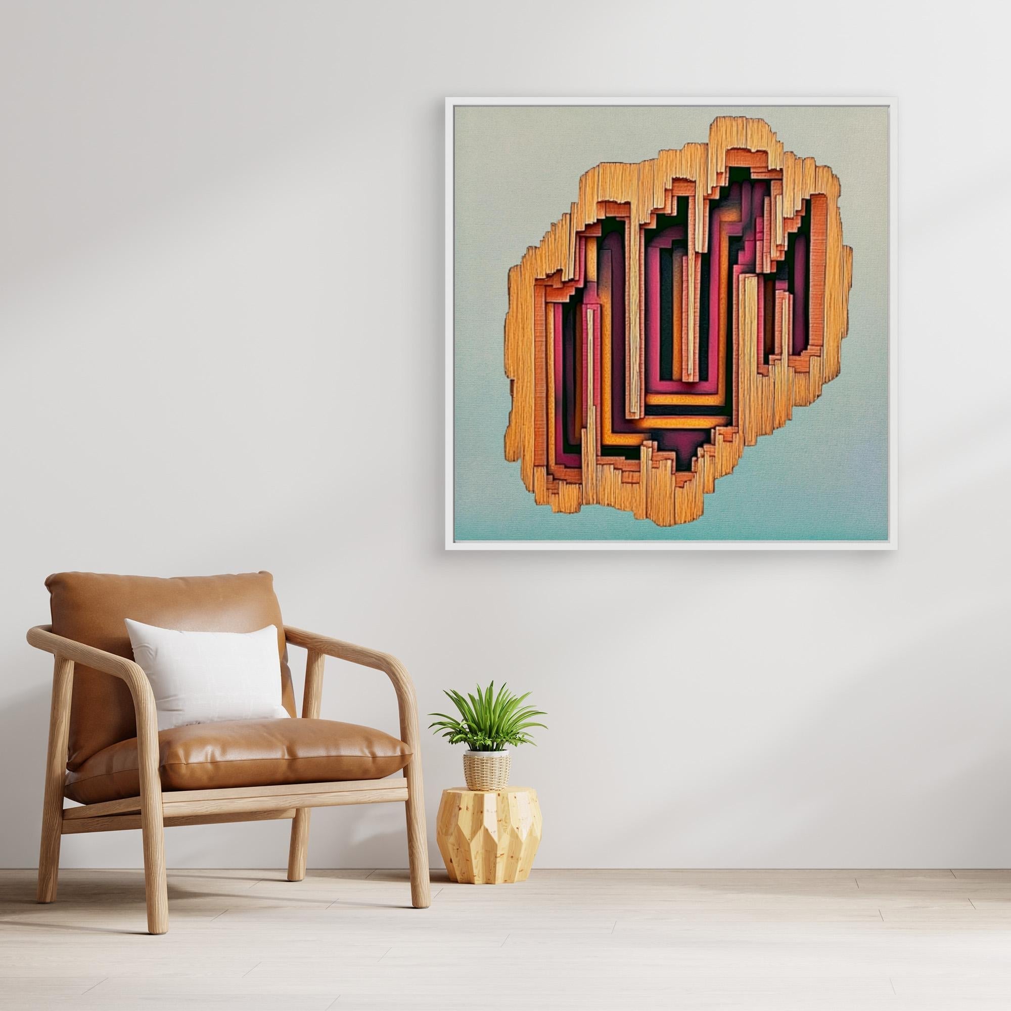 Canvas Print : Dimension Drift - 3D Abstract Geometric Wall Art modern abstract canvas wall art by Rossetti Art – luxury interior design artwork for living room, bedroom, office – 3D abstract wall art abstract depth painting contemporary statement painting