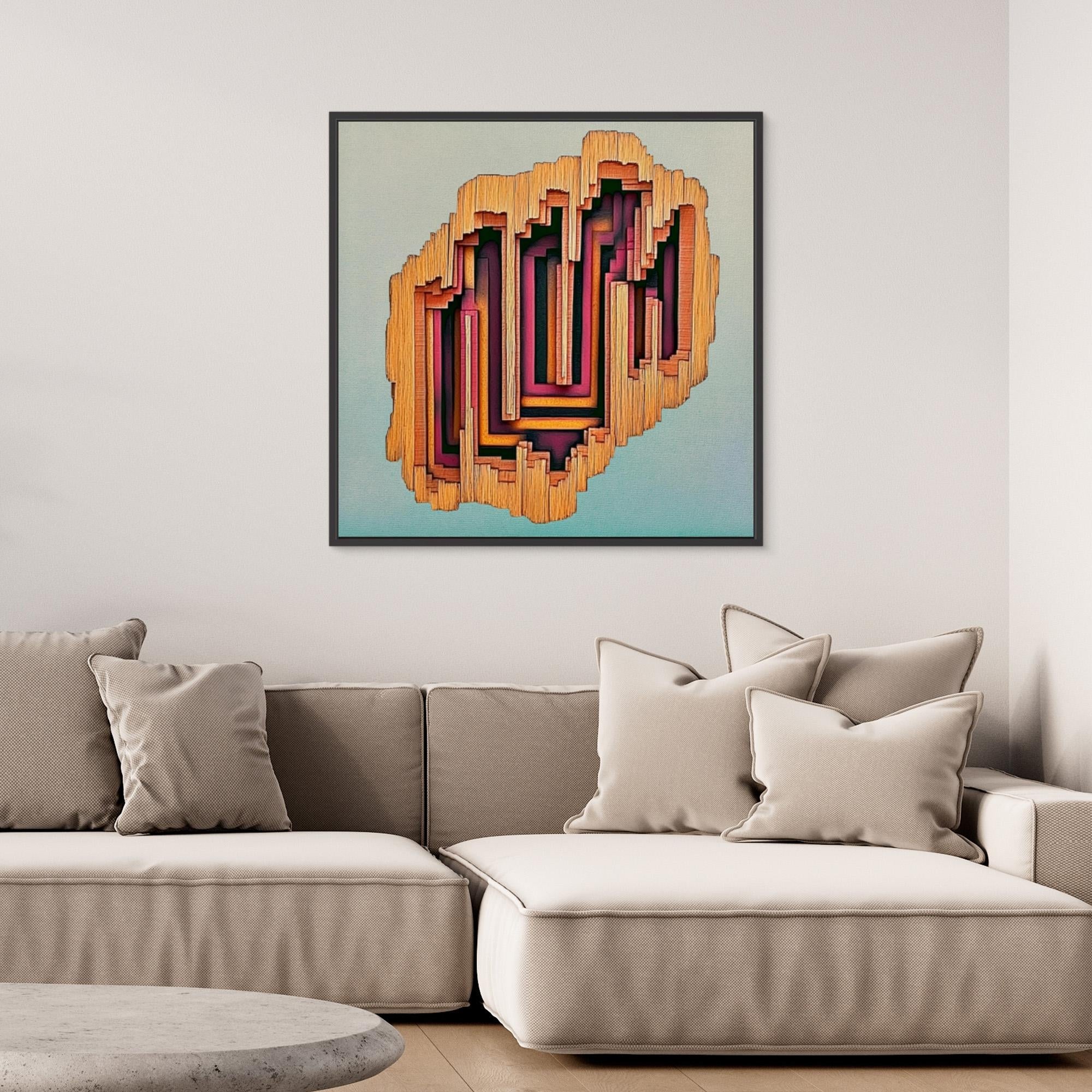 Canvas Print : Dimension Drift - 3D Abstract Geometric Wall Art modern abstract canvas wall art by Rossetti Art – luxury interior design artwork for living room, bedroom, office – 3D abstract wall art abstract depth painting contemporary statement painting